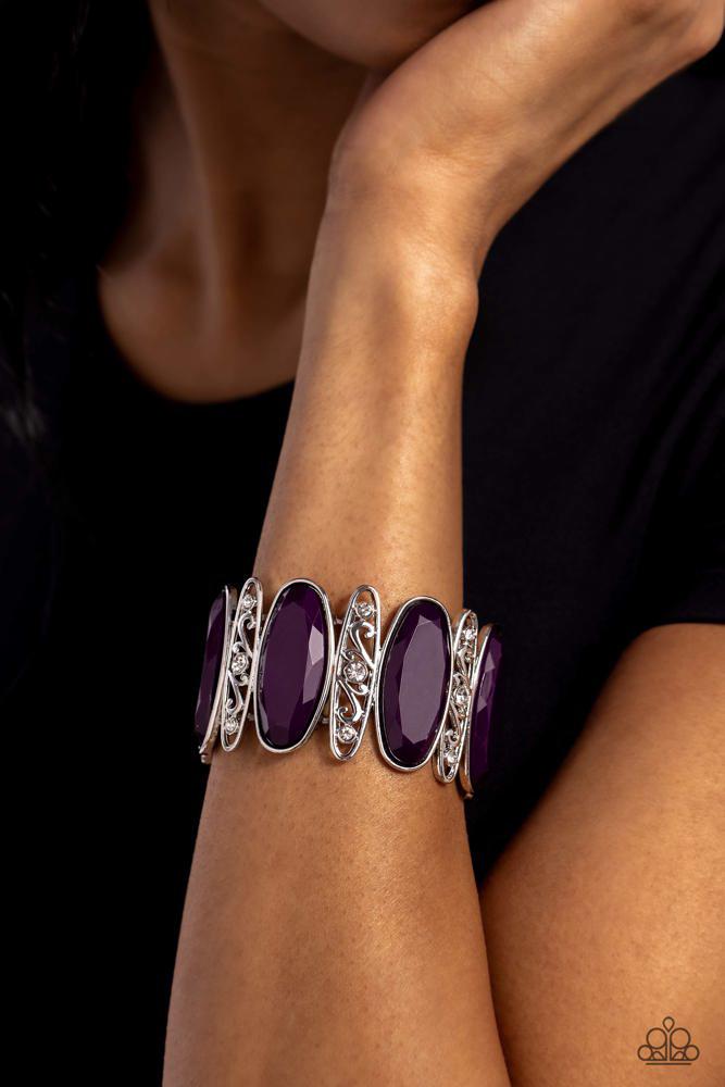 Saturated Sparkle Purple Bracelet - Paparazzi Accessories- on model - CarasShop.com - $5 Jewelry by Cara Jewels