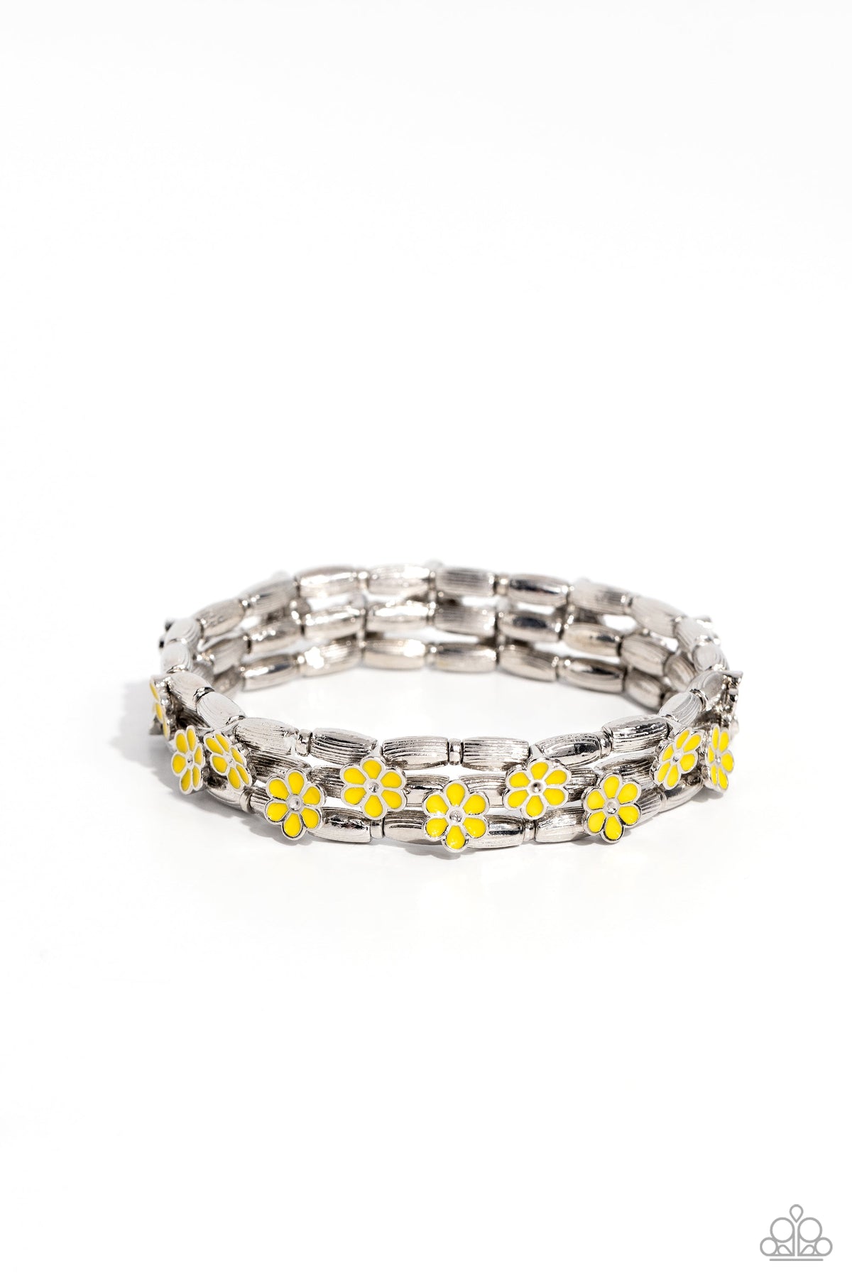 Scattered Springtime Yellow Flower Bracelet - Paparazzi Accessories- lightbox - CarasShop.com - $5 Jewelry by Cara Jewels
