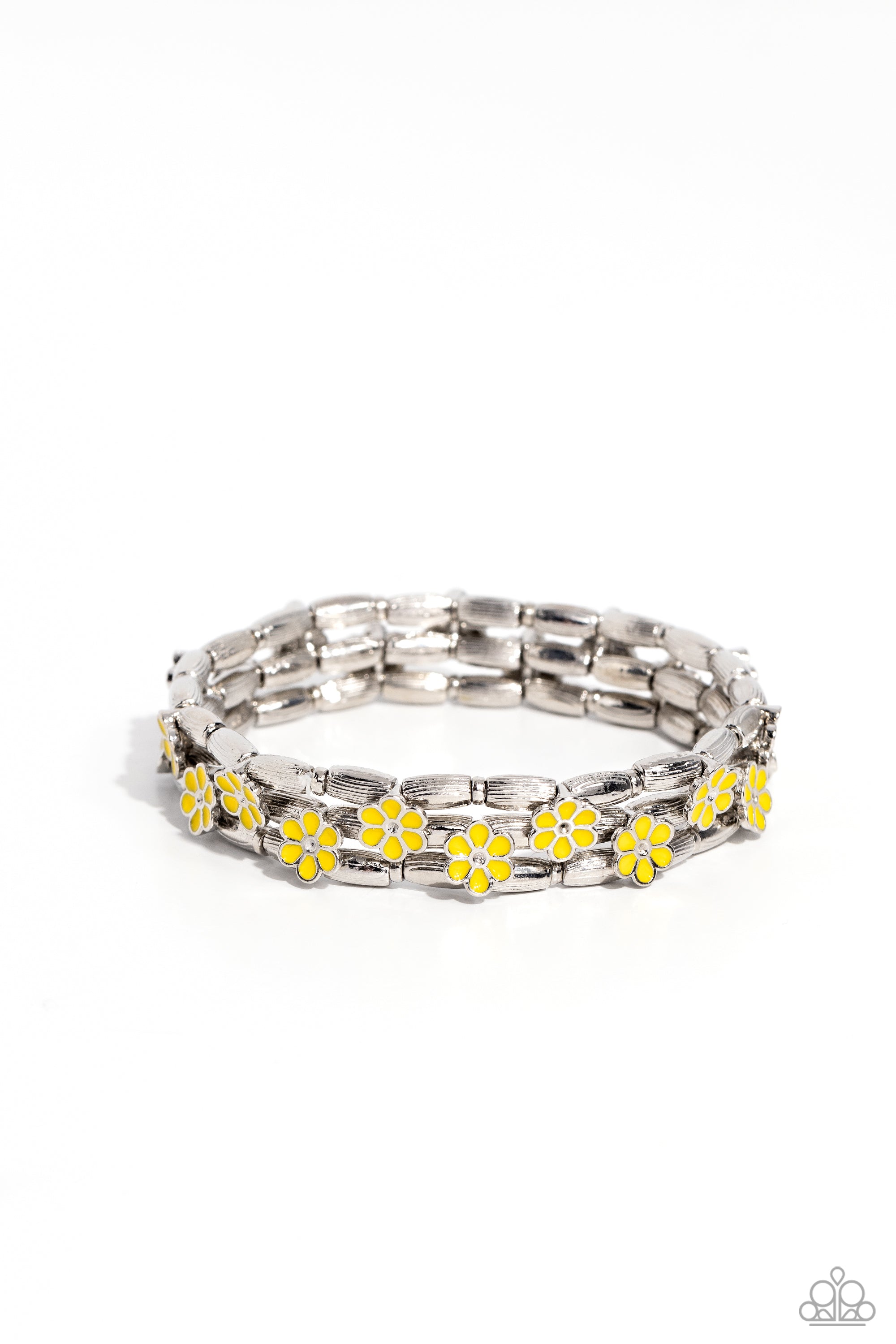 Scattered Springtime Yellow Flower Bracelet - Paparazzi Accessories- lightbox - CarasShop.com - $5 Jewelry by Cara Jewels