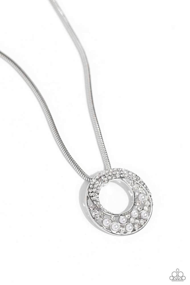 Scintillating Spiral White Necklace - Paparazzi Accessories- lightbox - CarasShop.com - $5 Jewelry by Cara Jewels