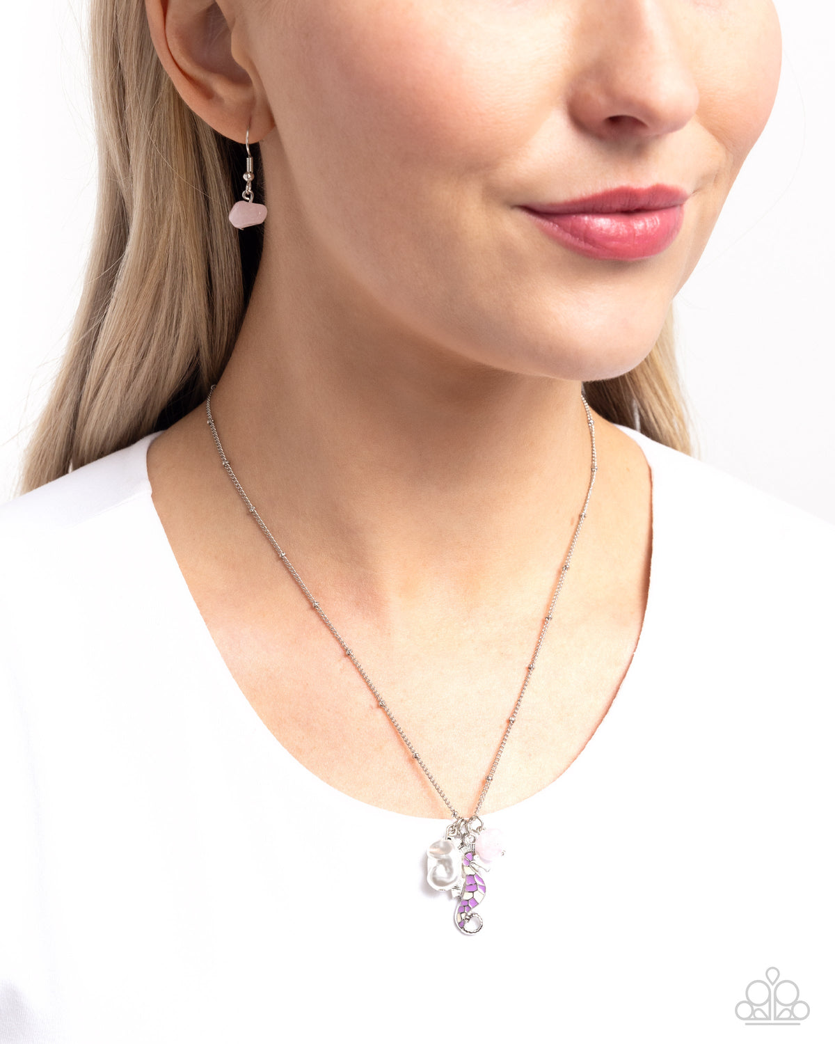 Seahorse Shimmer Purple Necklace - Paparazzi Accessories-on model - CarasShop.com - $5 Jewelry by Cara Jewels