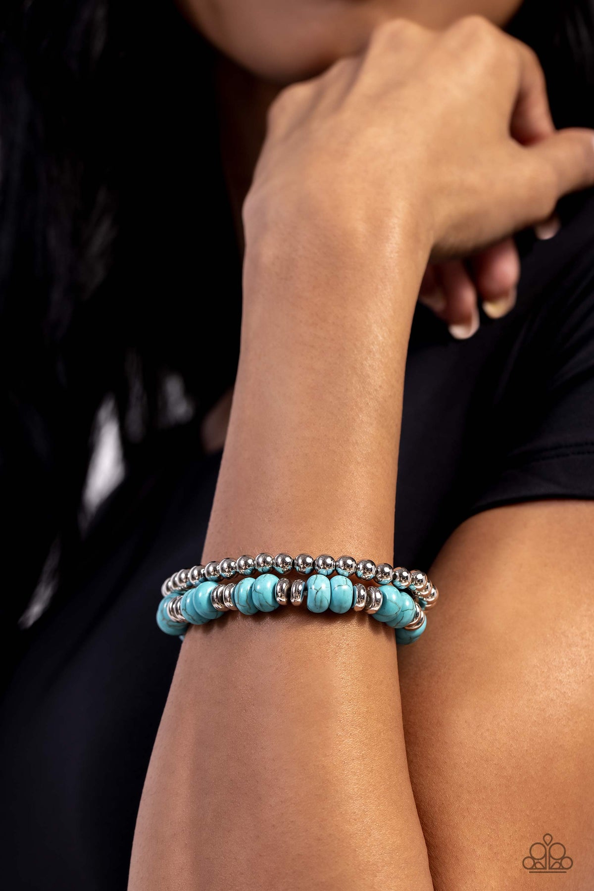 Secret Quarry Turquoise Blue Stone Bracelet - Paparazzi Accessories-on model - CarasShop.com - $5 Jewelry by Cara Jewels