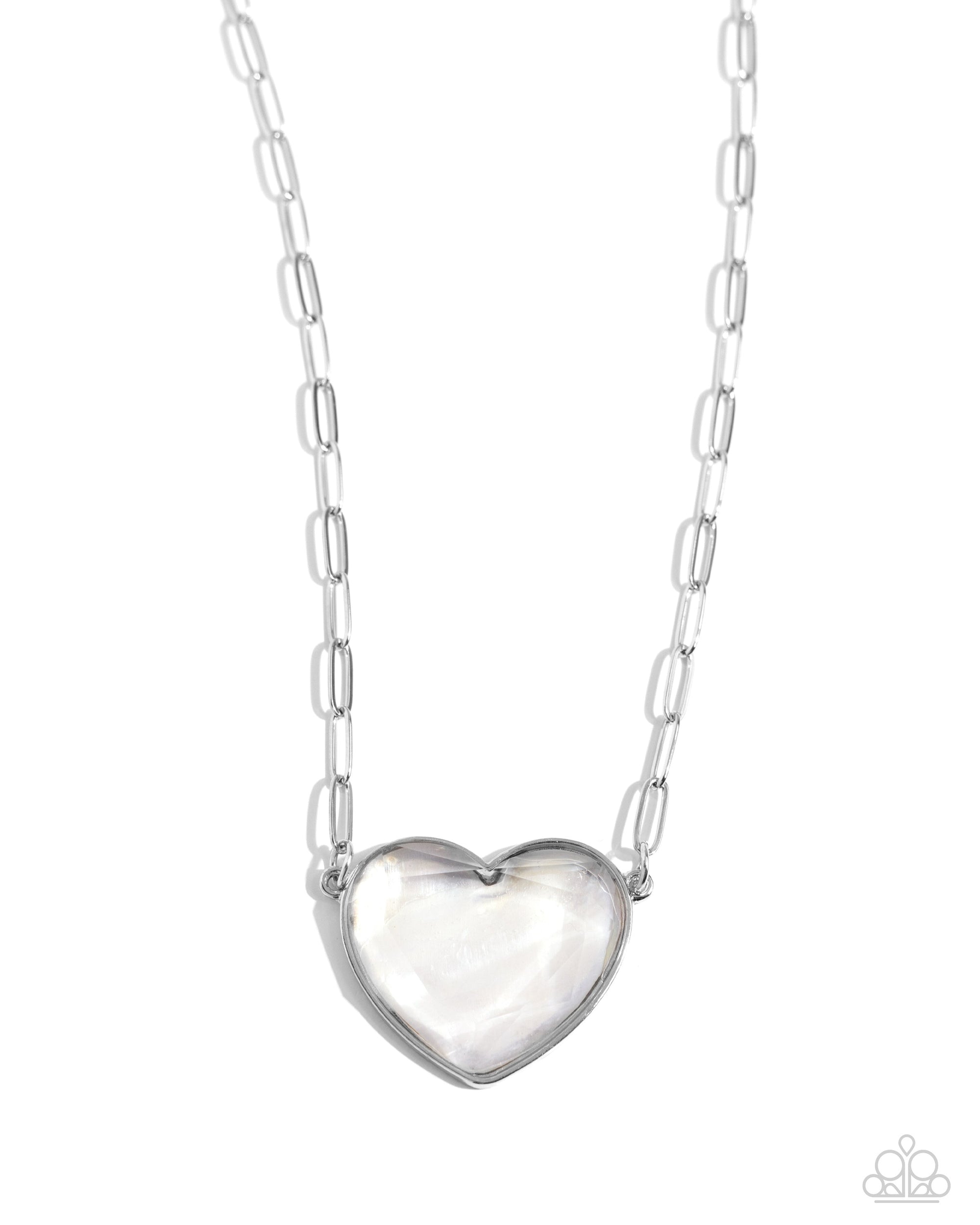 Seize the Sentiment White Heart Necklace - Paparazzi Accessories- lightbox - CarasShop.com - $5 Jewelry by Cara Jewels