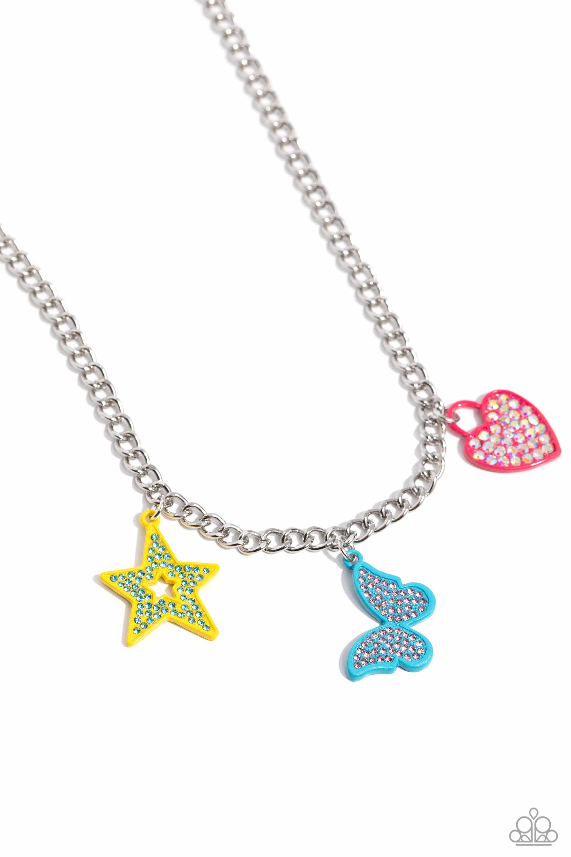 Sensational Shapes Multi Charm Necklace - Paparazzi Accessories- lightbox - CarasShop.com - $5 Jewelry by Cara Jewels