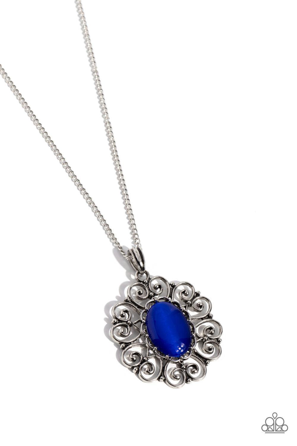 Sentimental Sabbatical Blue Cat's Eye Necklace - Paparazzi Accessories- lightbox - CarasShop.com - $5 Jewelry by Cara Jewels