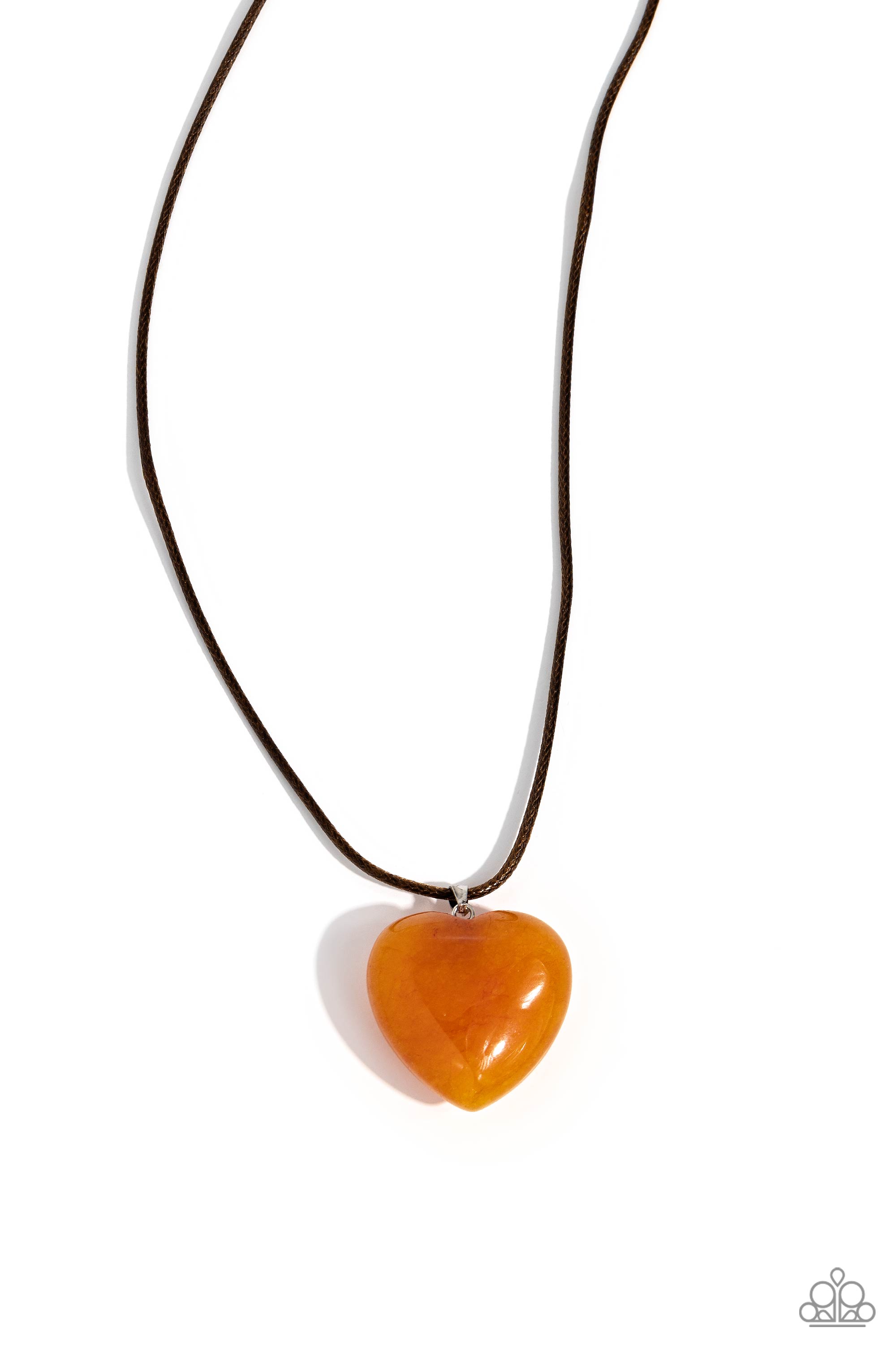 Serene Sweetheart Orange Stone Heart Necklace - Paparazzi Accessories- lightbox - CarasShop.com - $5 Jewelry by Cara Jewels