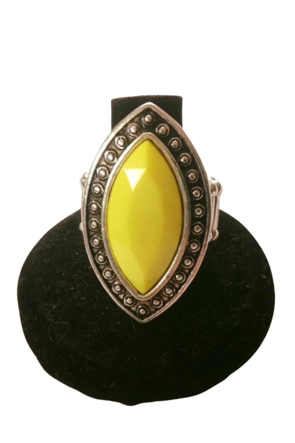 Serenely Sahara Yellow Ring - Paparazzi Accessories- on model - CarasShop.com - $5 Jewelry by Cara Jewels
