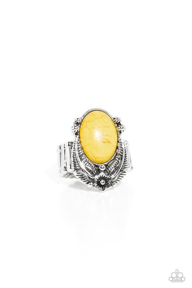 Serrated Style Yellow Ring - Paparazzi Accessories- lightbox - CarasShop.com - $5 Jewelry by Cara Jewels