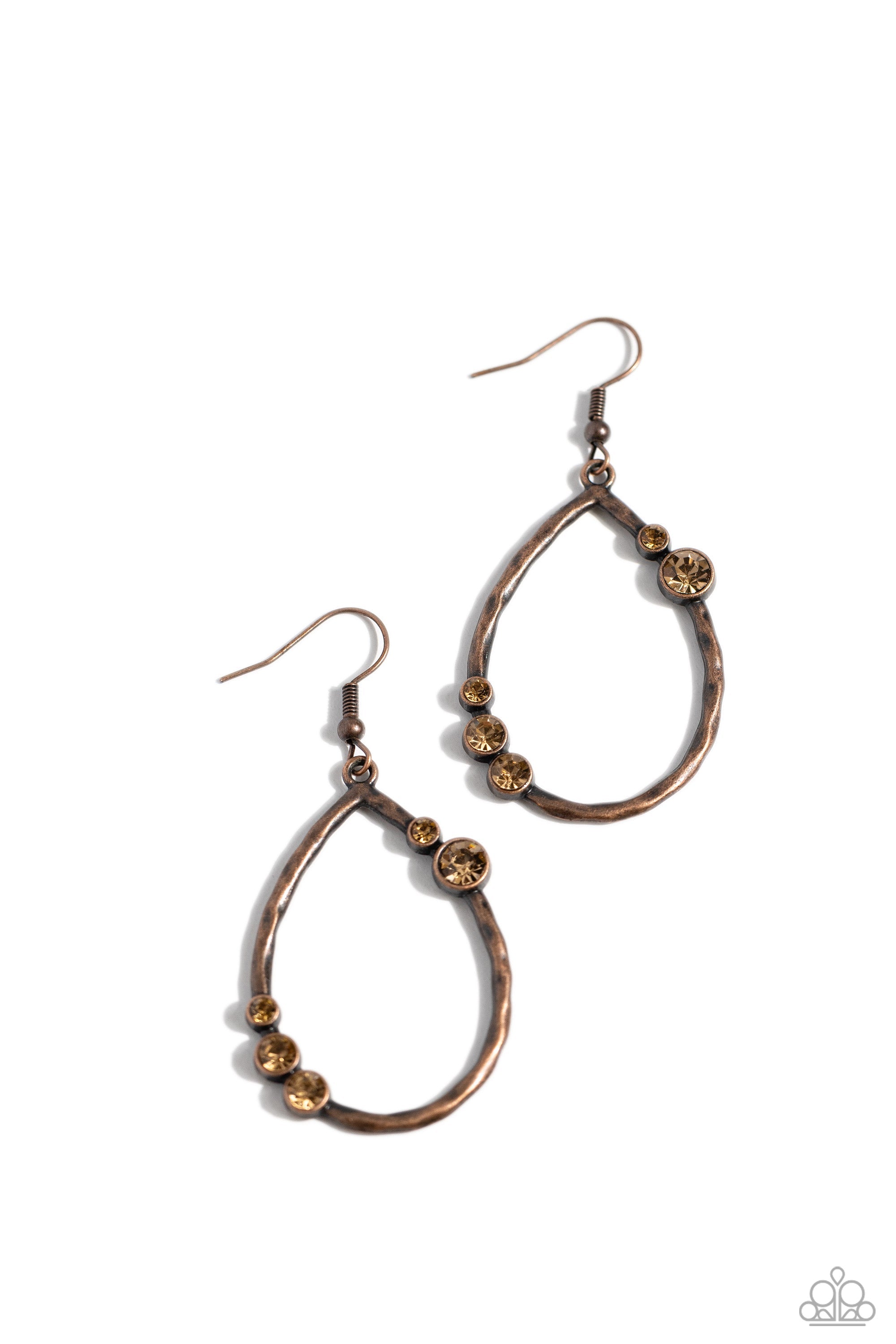 Shop Till You DROPLET Copper Earrings - Paparazzi Accessories- lightbox - CarasShop.com - $5 Jewelry by Cara Jewels