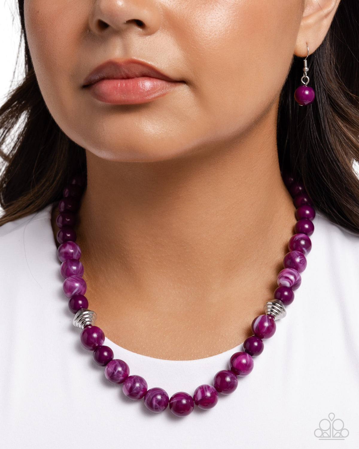 Showroom Swirl Purple Necklace - Paparazzi Accessories-on model - CarasShop.com - $5 Jewelry by Cara Jewels