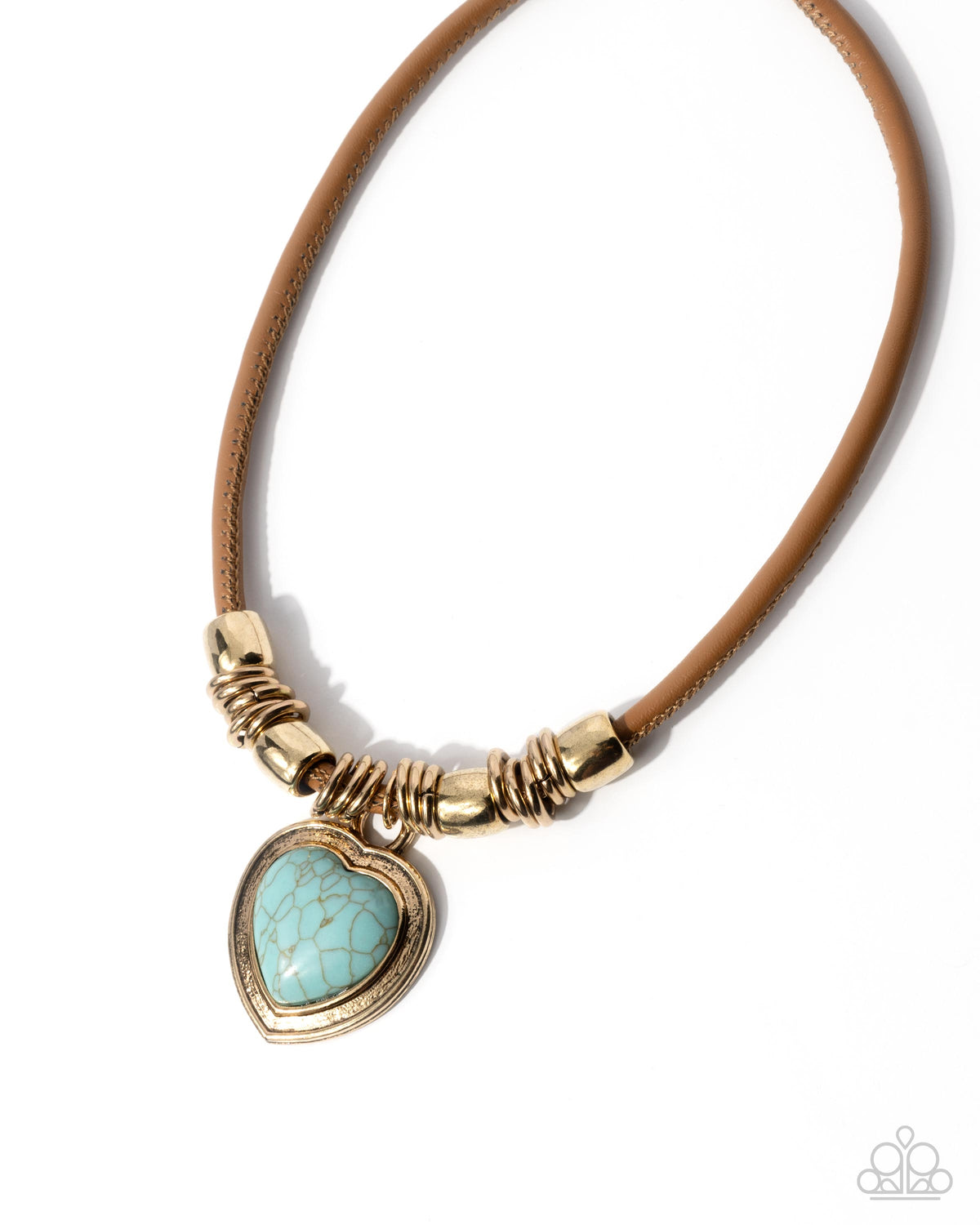 Significant Other Turquoise Blue Stone Heart Necklace - Paparazzi Accessories- lightbox - CarasShop.com - $5 Jewelry by Cara Jewels