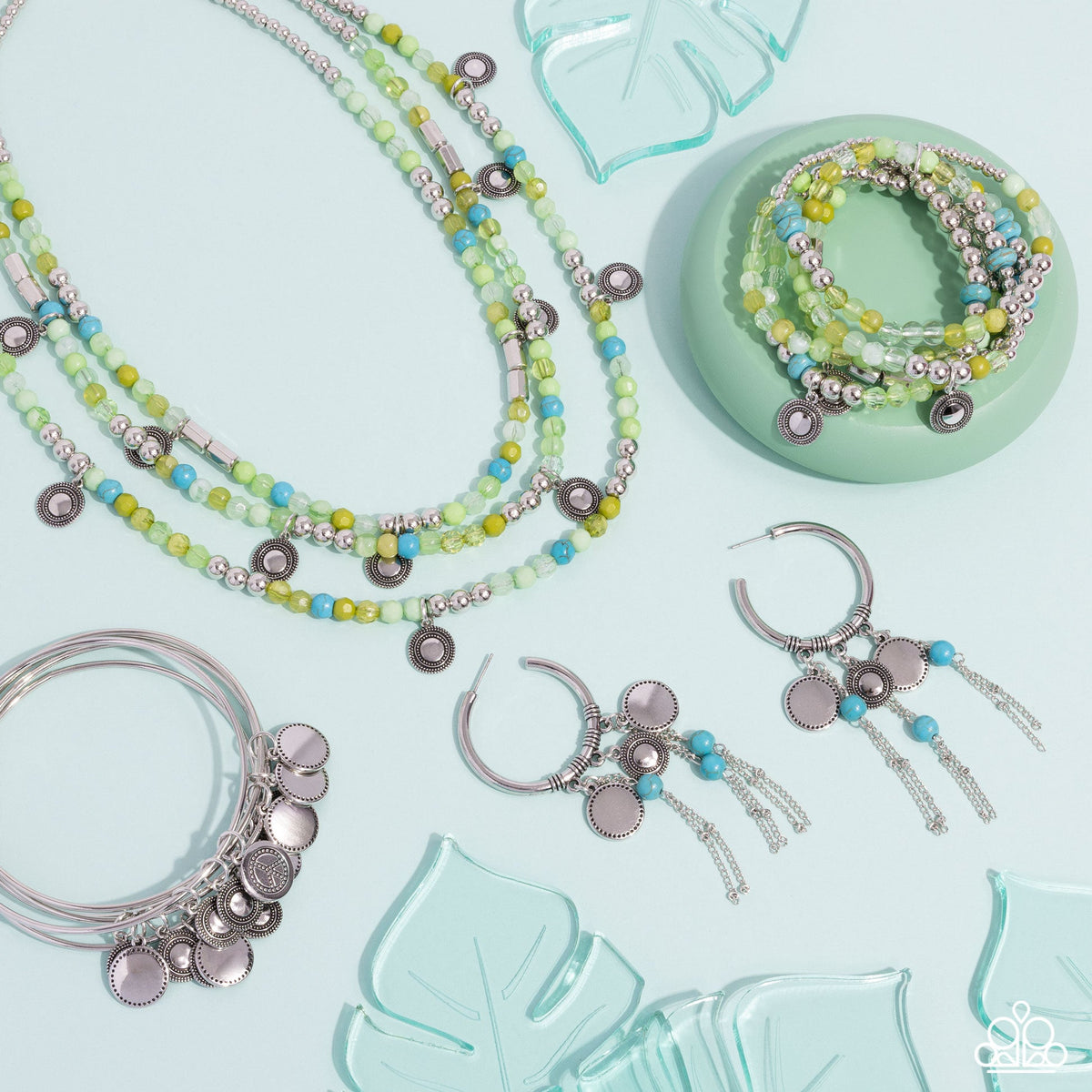 Simply Santa Fe Set - April 2024 - Paparazzi Accessories- Set Collage - CarasShop.com - $5 Jewelry by Cara Jewels