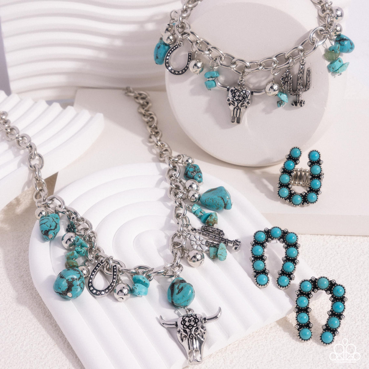 Simply Santa Fe Set - September 2024 - Paparazzi Accessories- Set Collage - CarasShop.com - $5 Jewelry by Cara Jewels