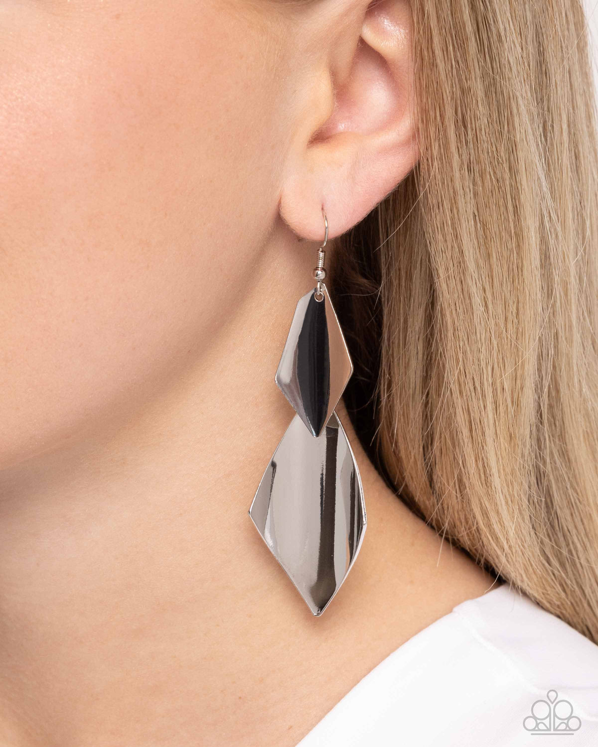 Skillfully Sheared Silver Earrings - Paparazzi Accessories-on model - CarasShop.com - $5 Jewelry by Cara Jewels