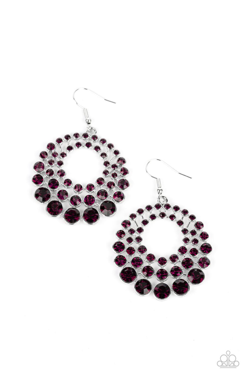So Self-GLOW-rious Purple Rhinestone Earrings - Paparazzi Accessories- lightbox - CarasShop.com - $5 Jewelry by Cara Jewels