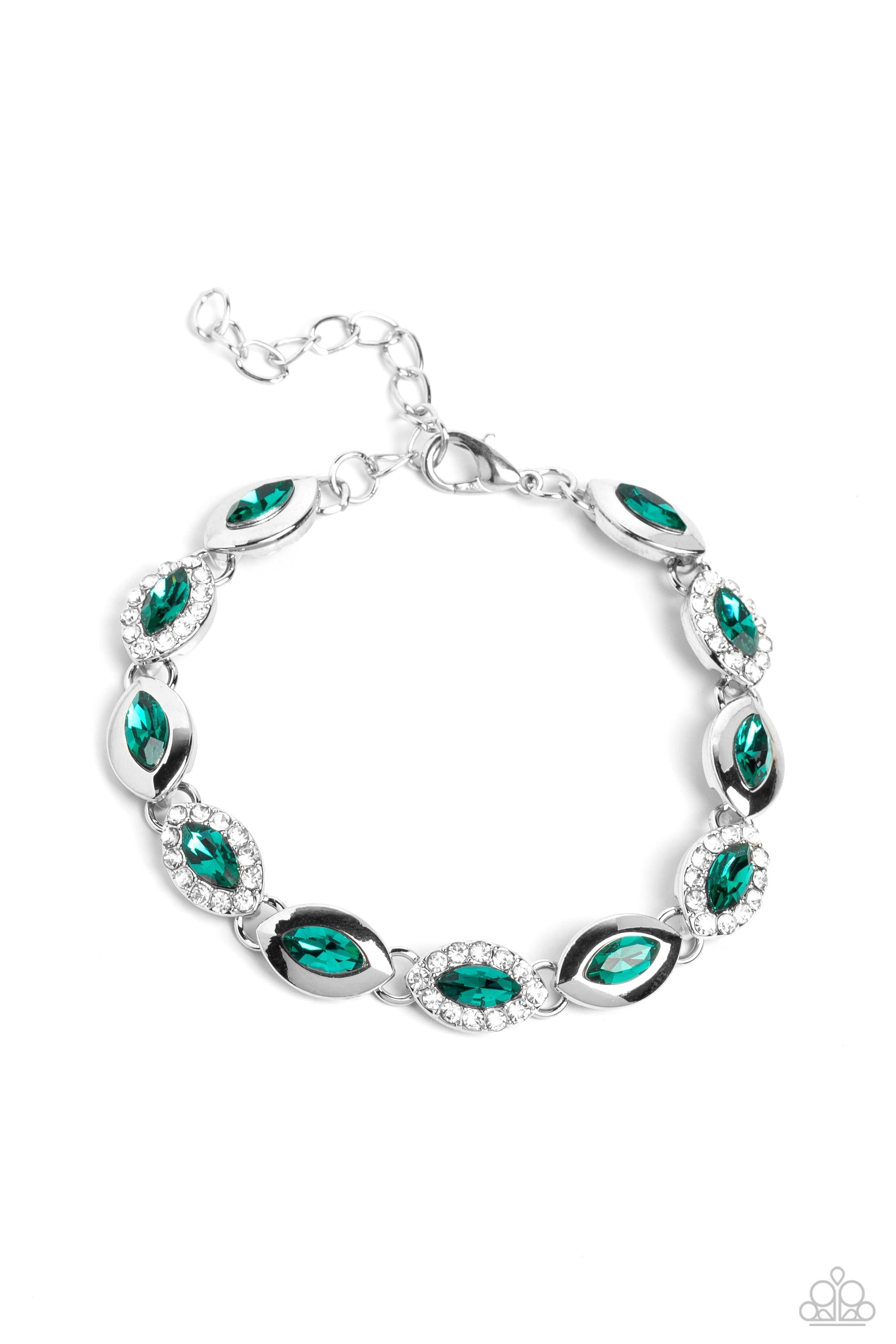 Some Serious Sparkle Green Rhinestone Bracelet - Paparazzi Accessories- lightbox - CarasShop.com - $5 Jewelry by Cara Jewels