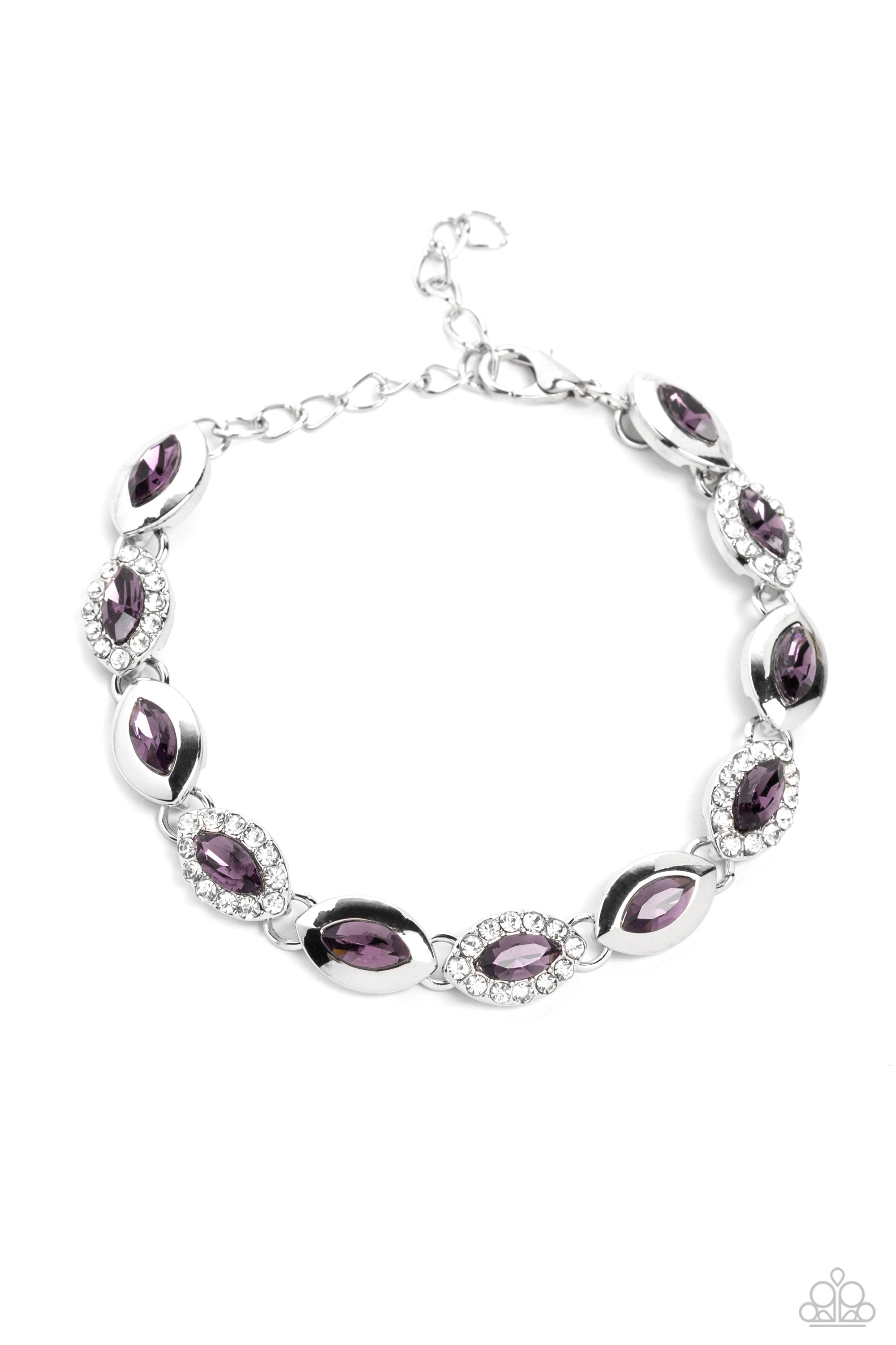 Some Serious Sparkle Purple Rhinestone Bracelet - Paparazzi Accessories- lightbox - CarasShop.com - $5 Jewelry by Cara Jewels