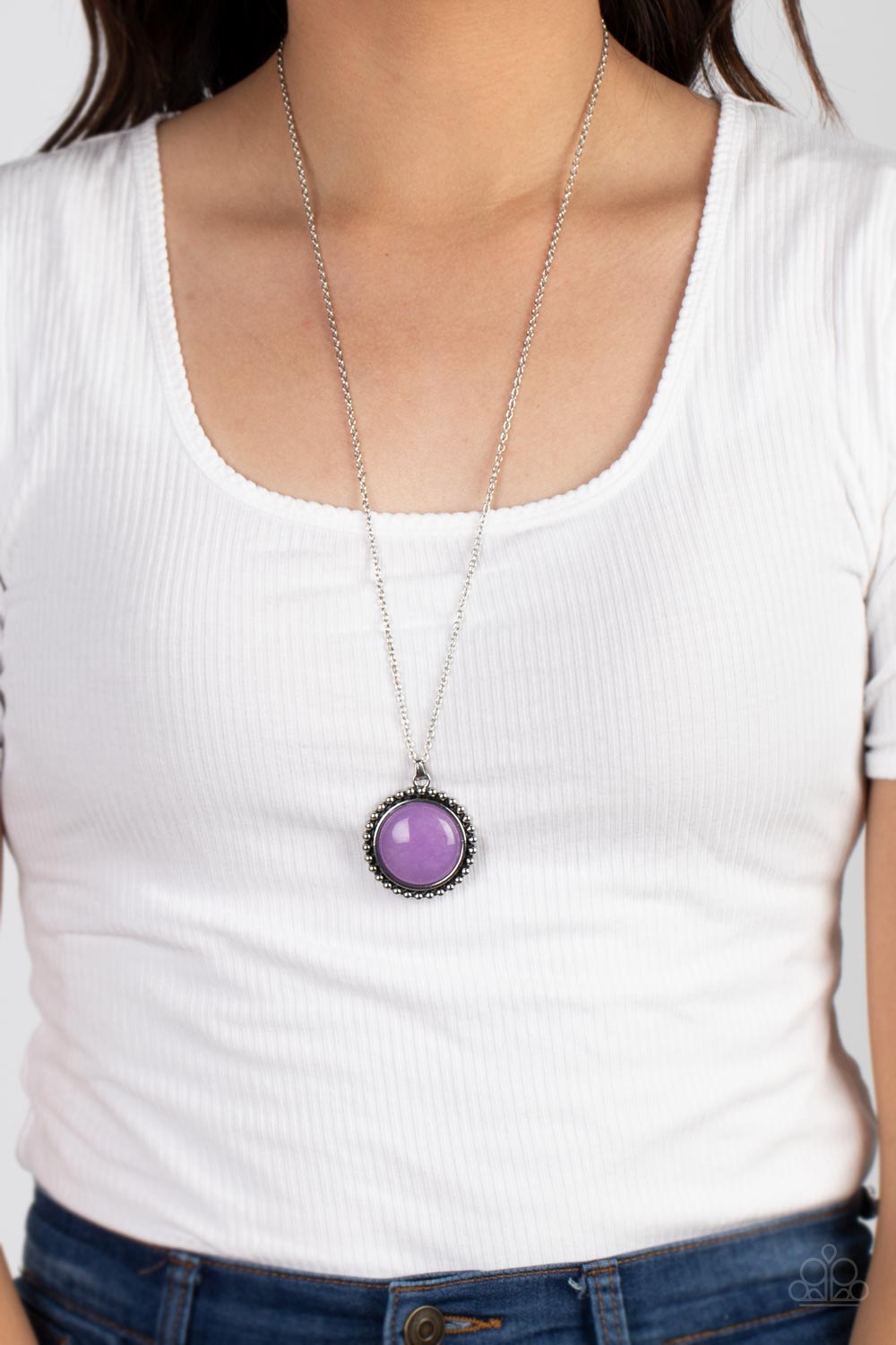 Sonoran Summer Purple Stone Necklace - Paparazzi Accessories-on model - CarasShop.com - $5 Jewelry by Cara Jewels