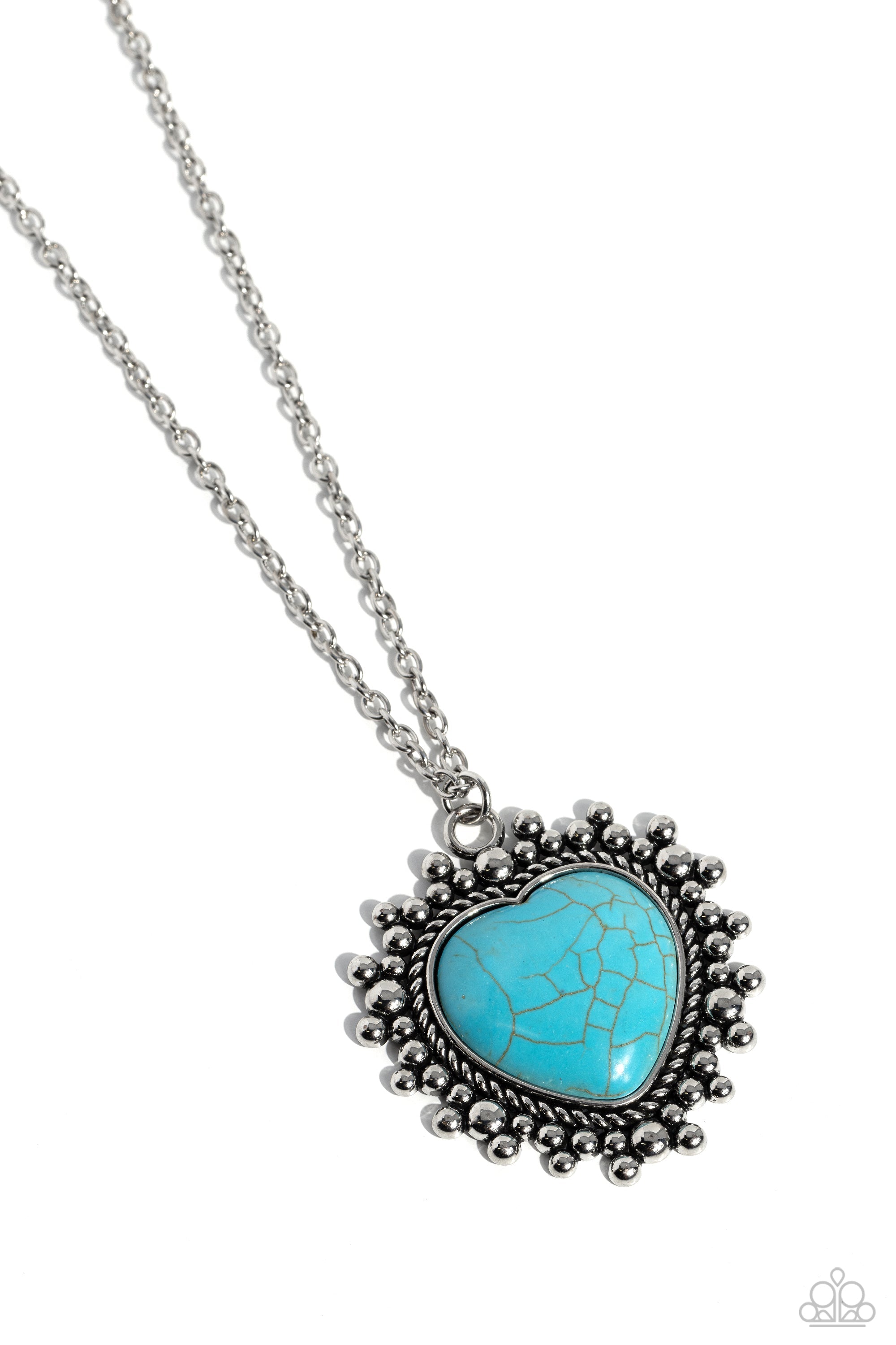 Southwestern Sentiment Turquoise Blue Stone Heart Necklace - Paparazzi Accessories- lightbox - CarasShop.com - $5 Jewelry by Cara Jewels