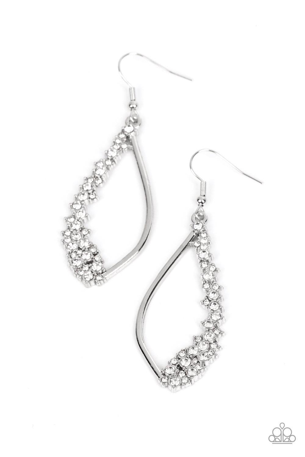 Sparkly Side Effects White Rhinestone Earrings - Paparazzi Accessories- lightbox - CarasShop.com - $5 Jewelry by Cara Jewels