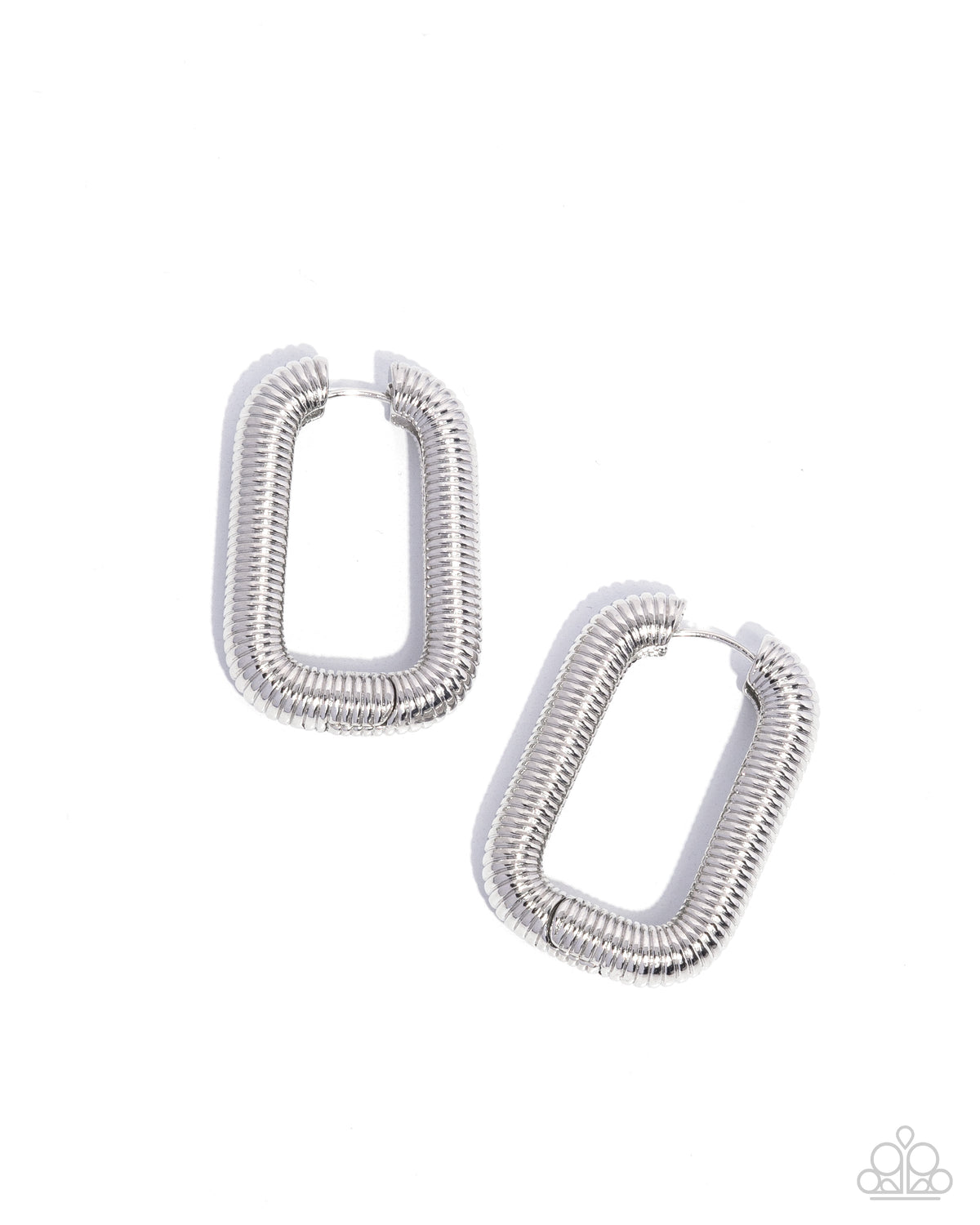 Spiral Supply Silver Hinge Hoop Earrings - Paparazzi Accessories- lightbox - CarasShop.com - $5 Jewelry by Cara Jewels