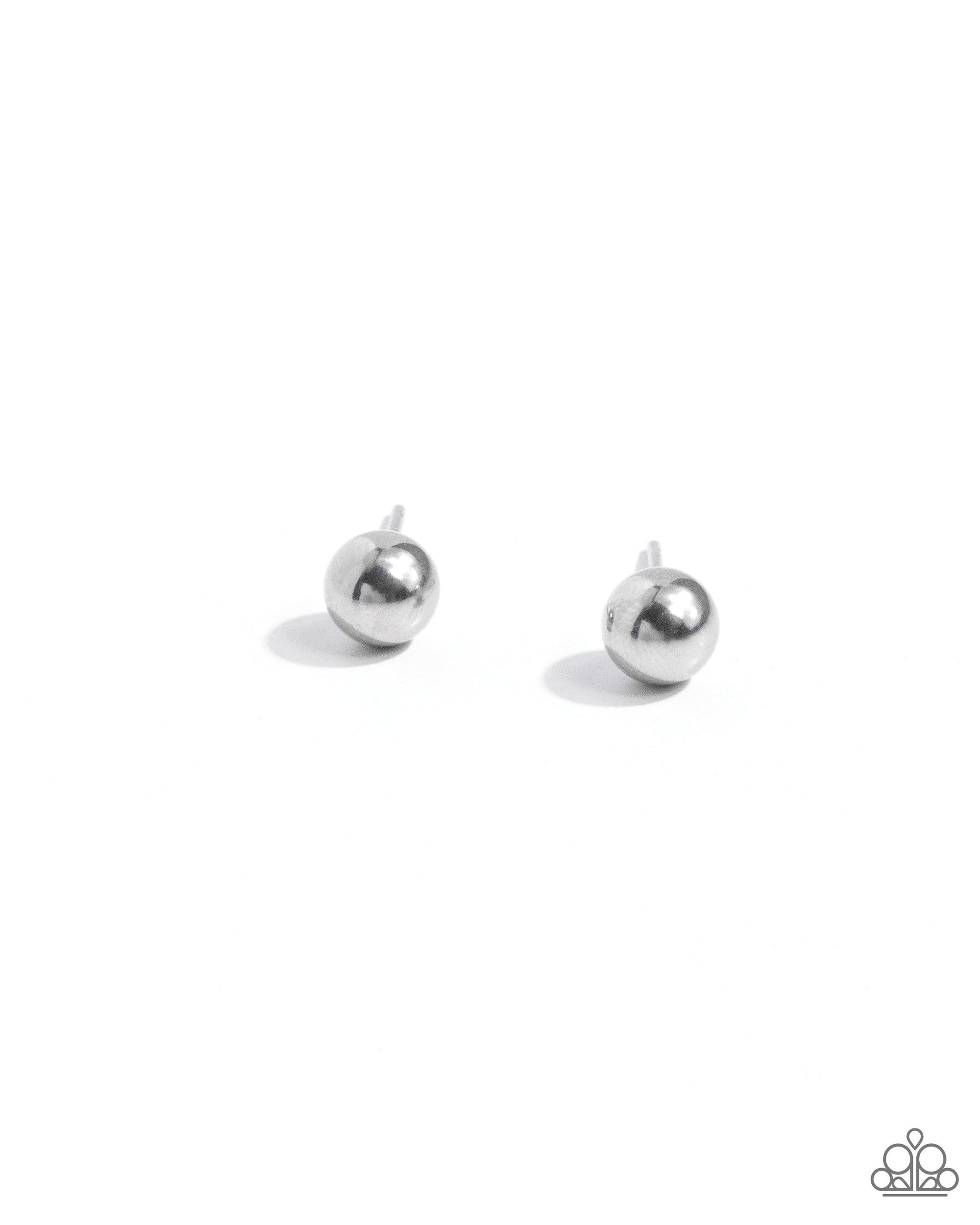 Stainless Statement Silver Stud Earrings - Paparazzi Accessories- lightbox - CarasShop.com - $5 Jewelry by Cara Jewels