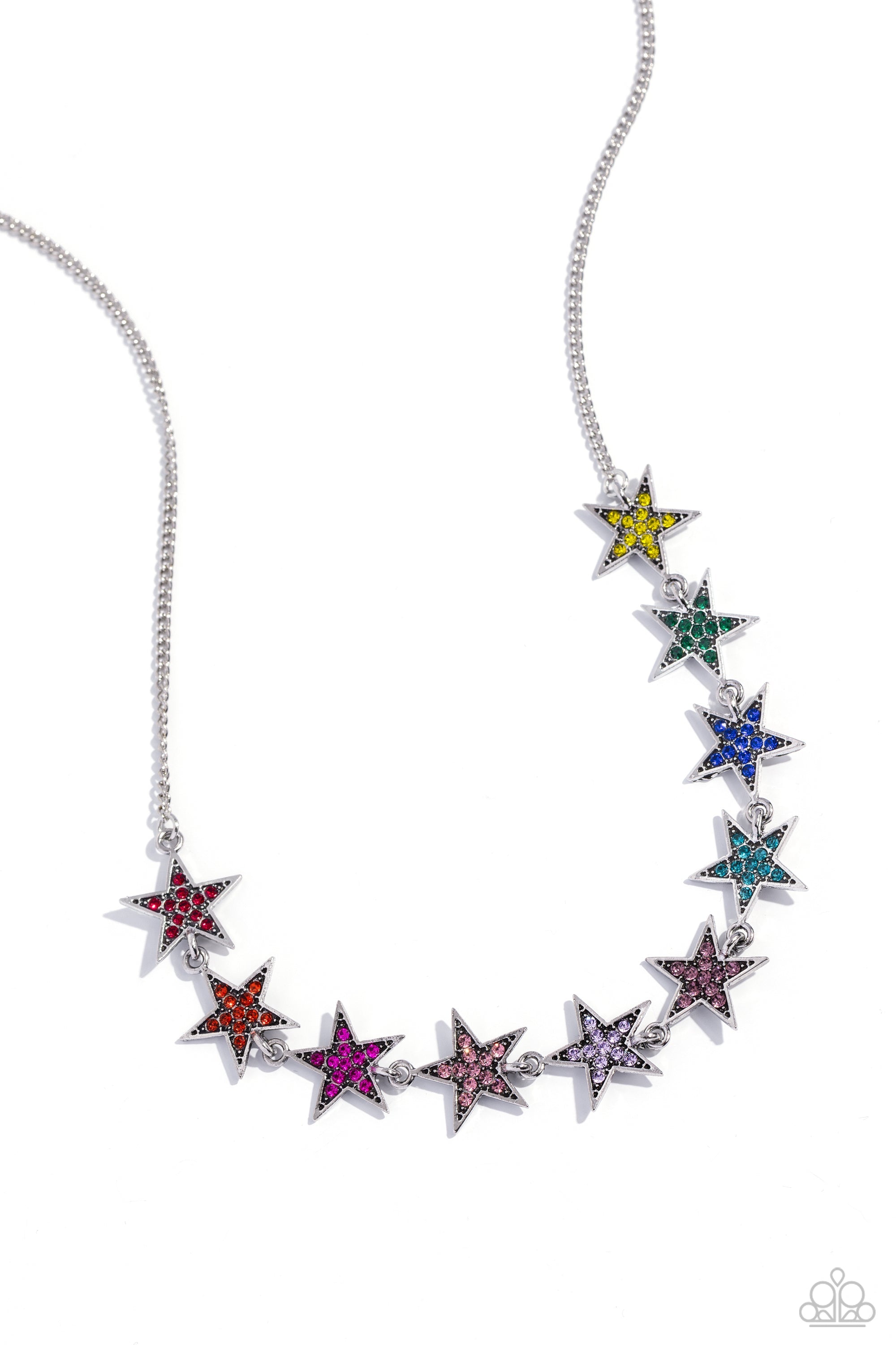 Star Quality Sensation Multi Rhinestone Necklace - Paparazzi Accessories- lightbox - CarasShop.com - $5 Jewelry by Cara Jewels