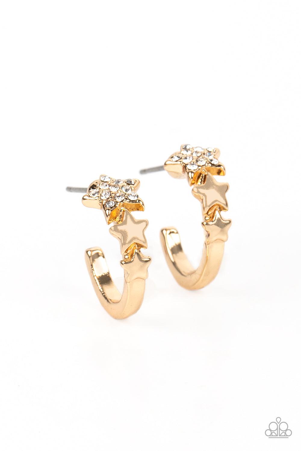 Starfish Showpiece Gold Hoop Earrings - Paparazzi Accessories- lightbox - CarasShop.com - $5 Jewelry by Cara Jewels