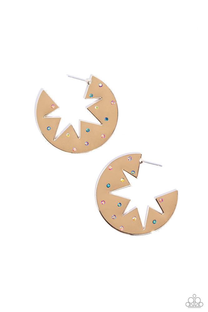 Starry Sensation Gold Earrings - Paparazzi Accessories- lightbox - CarasShop.com - $5 Jewelry by Cara Jewels