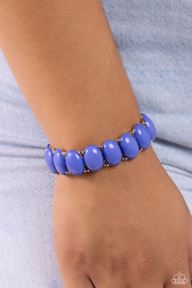 Starting OVAL Blue Bracelet - Paparazzi Accessories-on model - CarasShop.com - $5 Jewelry by Cara Jewels