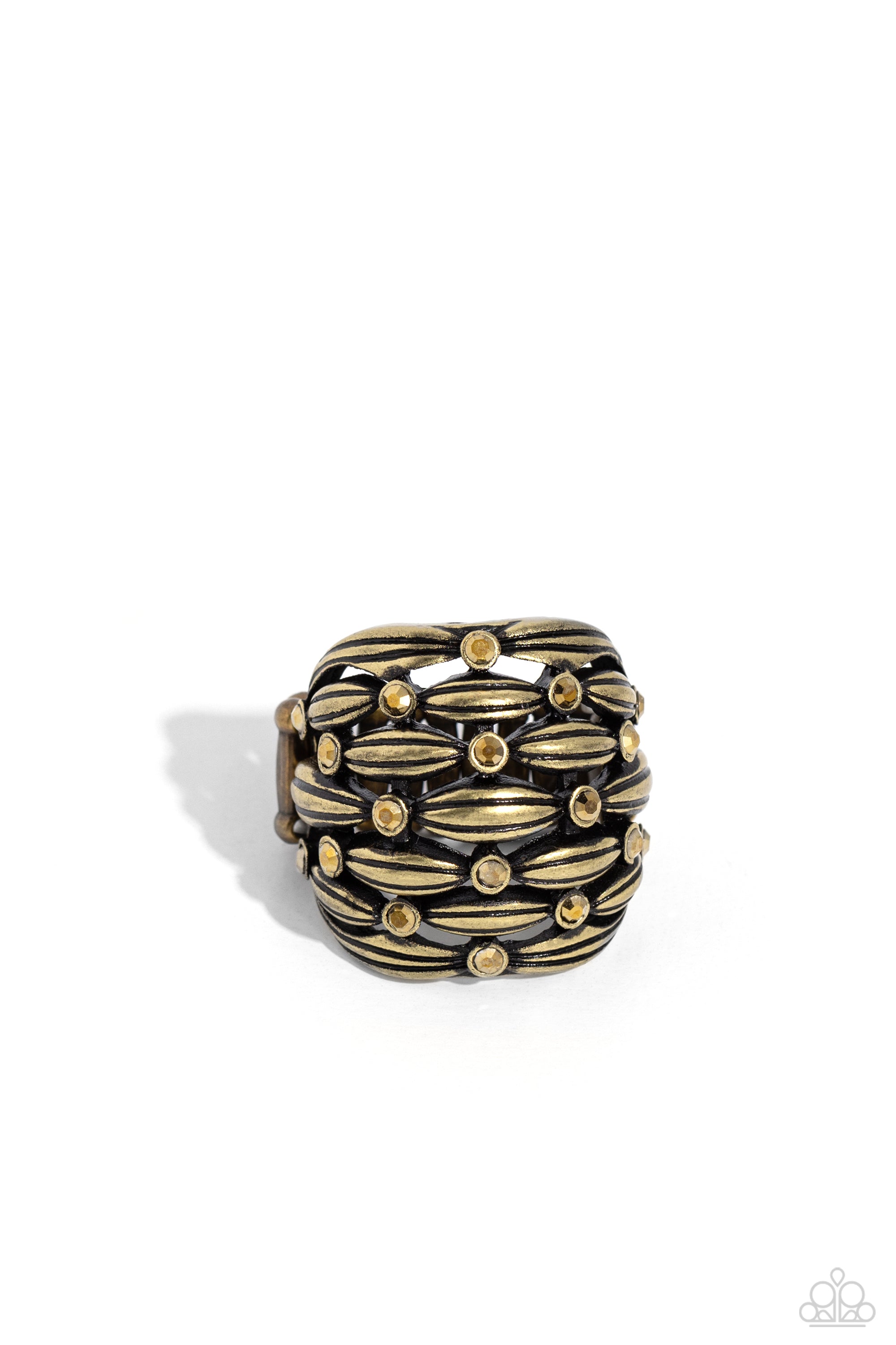 Steadfast Stack Brass Ring - Paparazzi Accessories- lightbox - CarasShop.com - $5 Jewelry by Cara Jewels