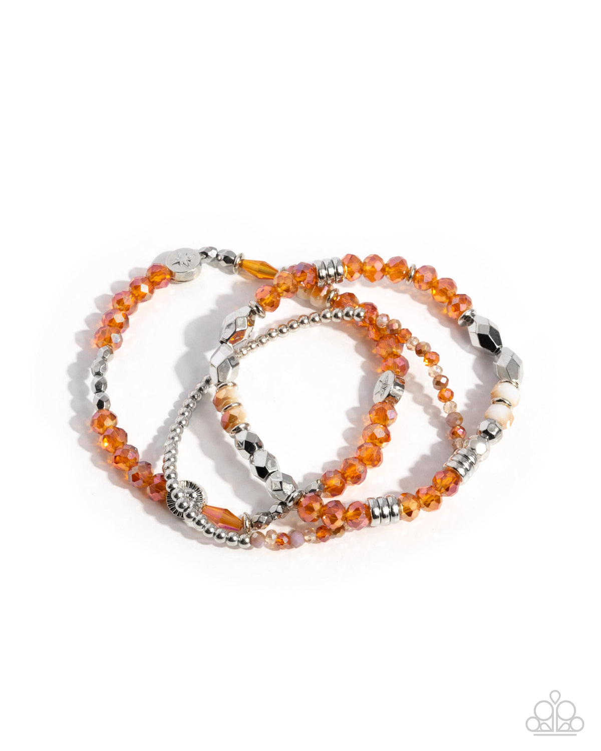 Stellar Salvage Orange &amp; Silver Bracelet - Paparazzi Accessories- lightbox - CarasShop.com - $5 Jewelry by Cara Jewels