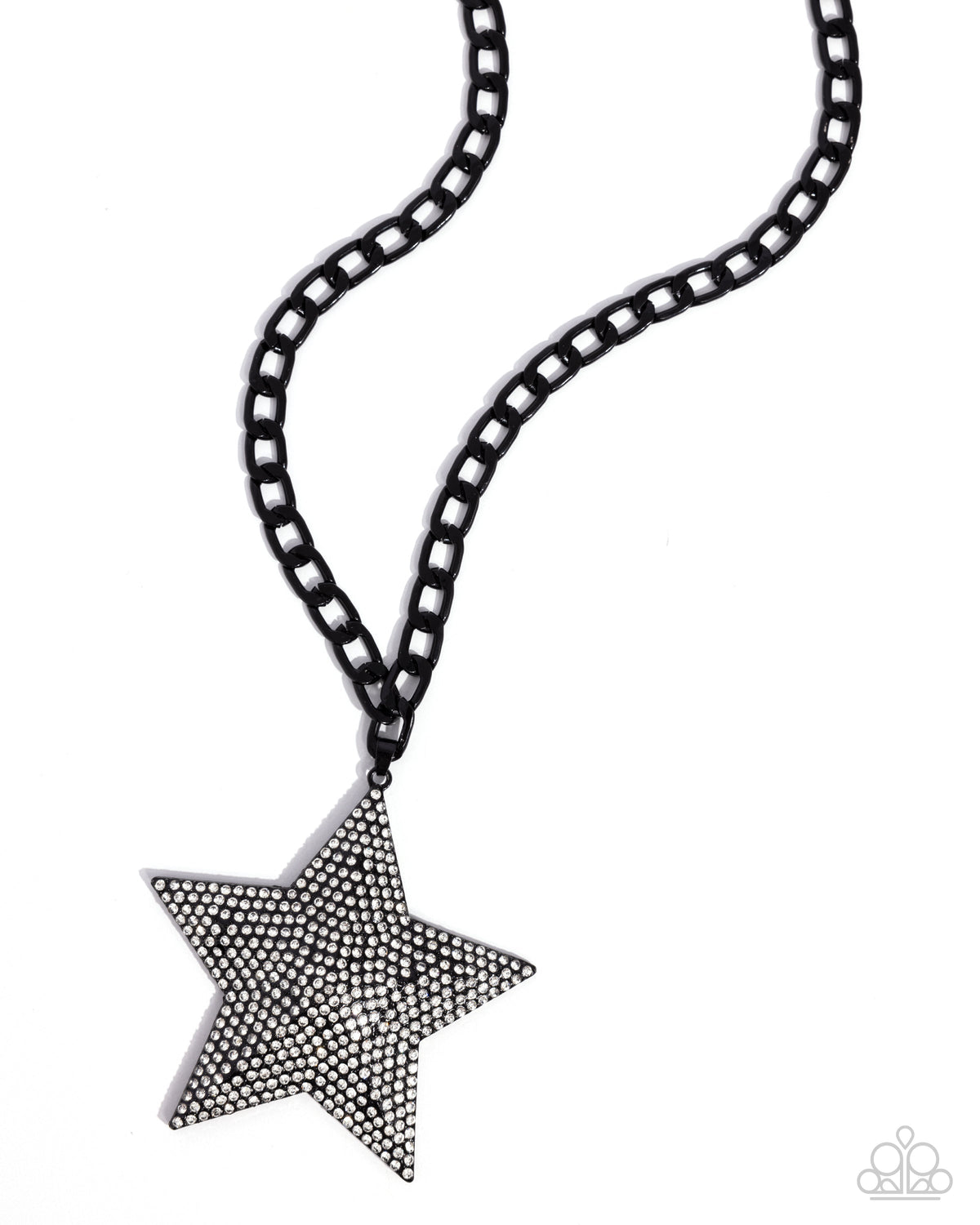 Stellar Selfie Black &amp; White Rhinestone Star Necklace - Paparazzi Accessories- lightbox - CarasShop.com - $5 Jewelry by Cara Jewels