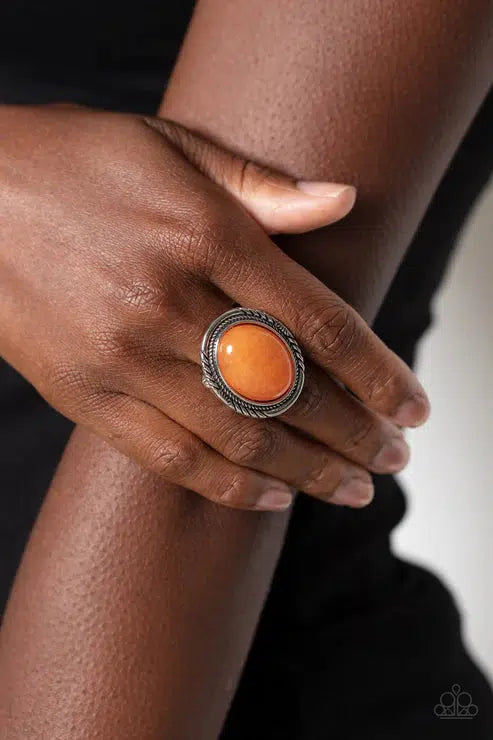 Stone Terrarium Orange Ring - Paparazzi Accessories-on model - CarasShop.com - $5 Jewelry by Cara Jewels