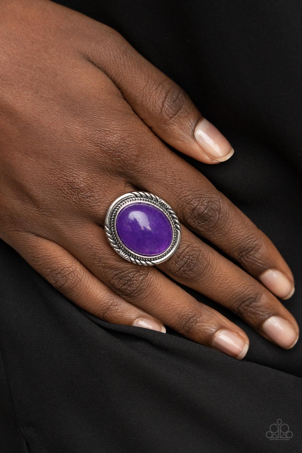 Stone Terrarium Purple Stone Ring - Paparazzi Accessories-on model - CarasShop.com - $5 Jewelry by Cara Jewels