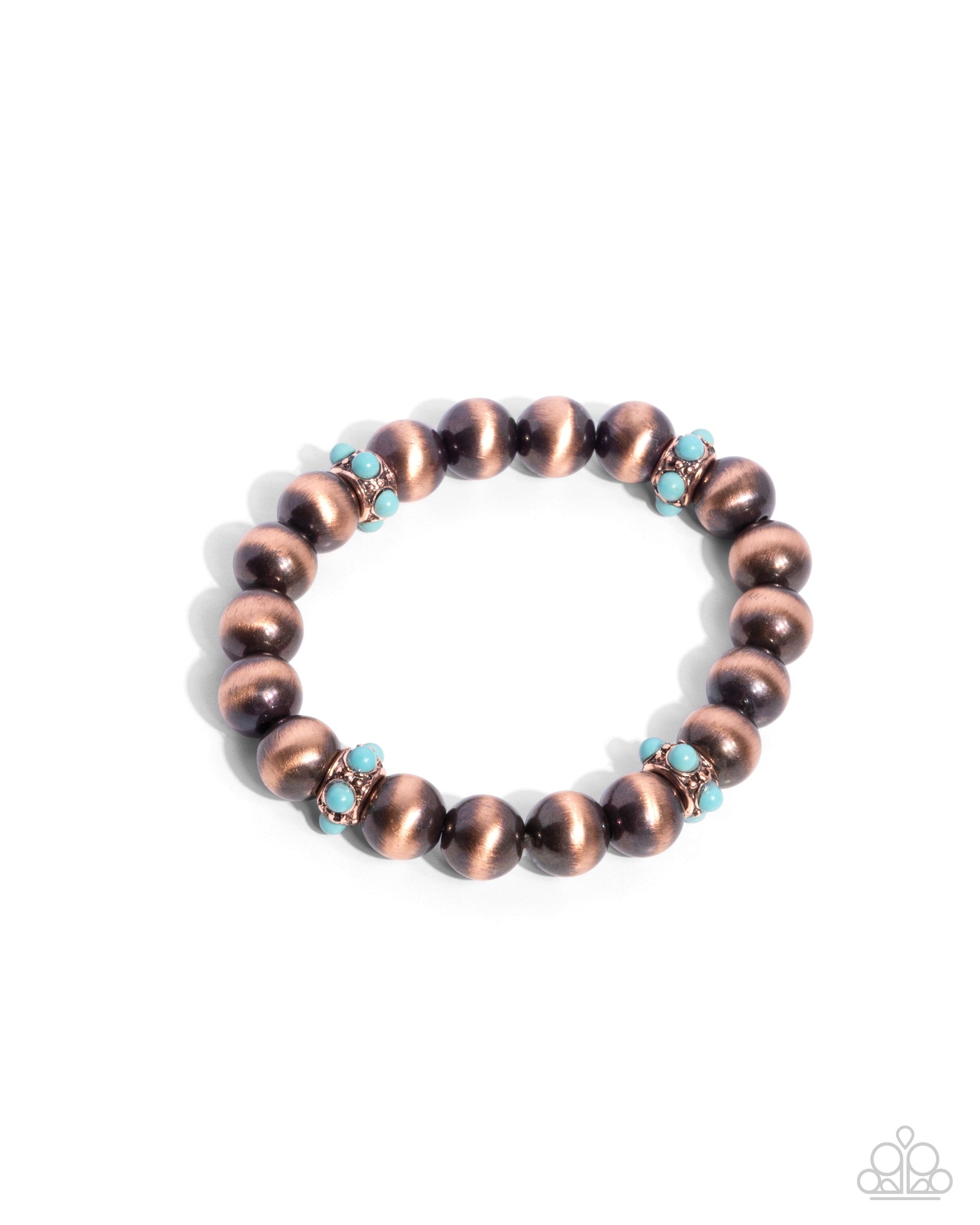 Stony Spotlight Men's Copper & Turquoise Blue Stone Urban Bracelet - Paparazzi Accessories- lightbox - CarasShop.com - $5 Jewelry by Cara Jewels