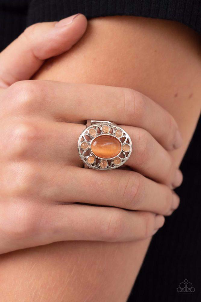 Sunny Solstice Orange Ring - Paparazzi Accessories- on model - CarasShop.com - $5 Jewelry by Cara Jewels