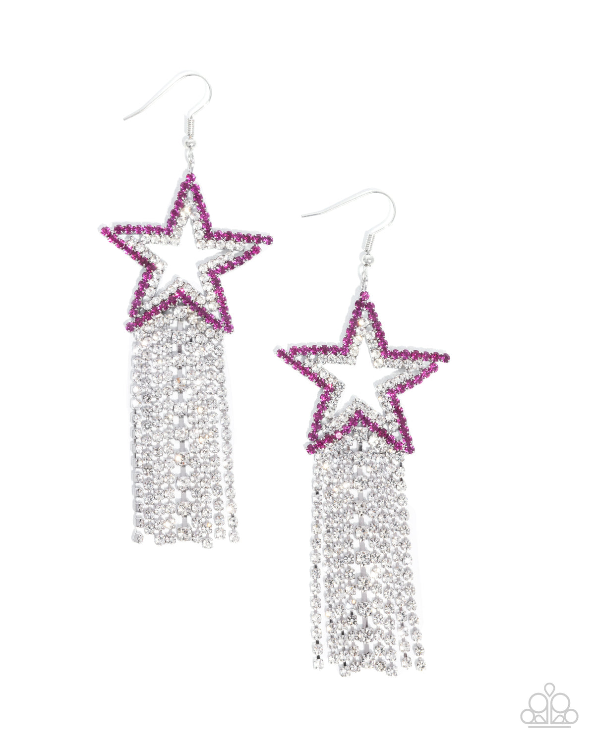 Sunset Superstar Pink &amp; White Rhinestone Earrings - Paparazzi Accessories- lightbox - CarasShop.com - $5 Jewelry by Cara Jewels