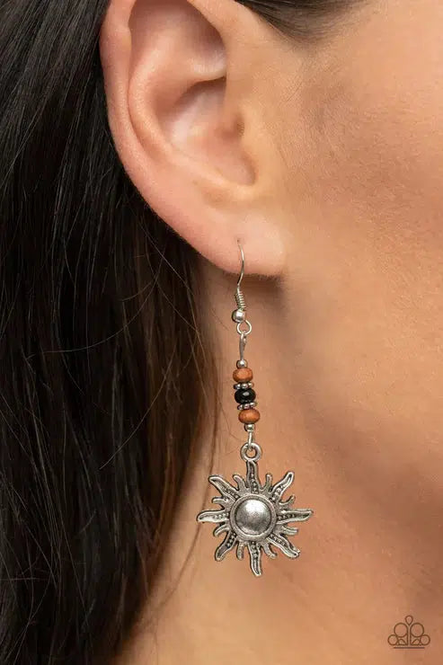 Sunshiny Days Black Earrings - Paparazzi Accessories- lightbox - CarasShop.com - $5 Jewelry by Cara Jewels