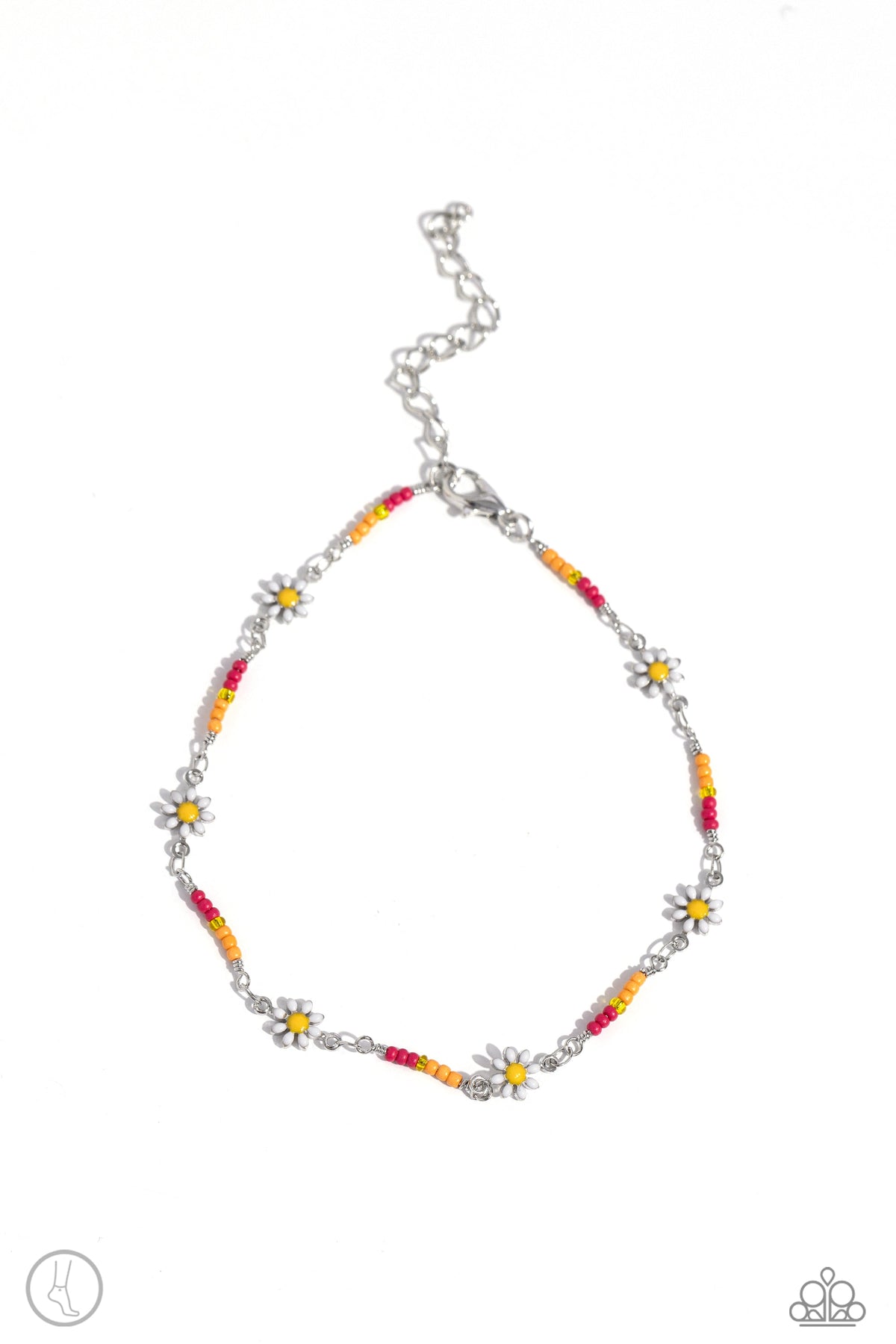 Sweetest Daydream Pink &amp; Multi Floral Anklet - Paparazzi Accessories- lightbox - CarasShop.com - $5 Jewelry by Cara Jewels