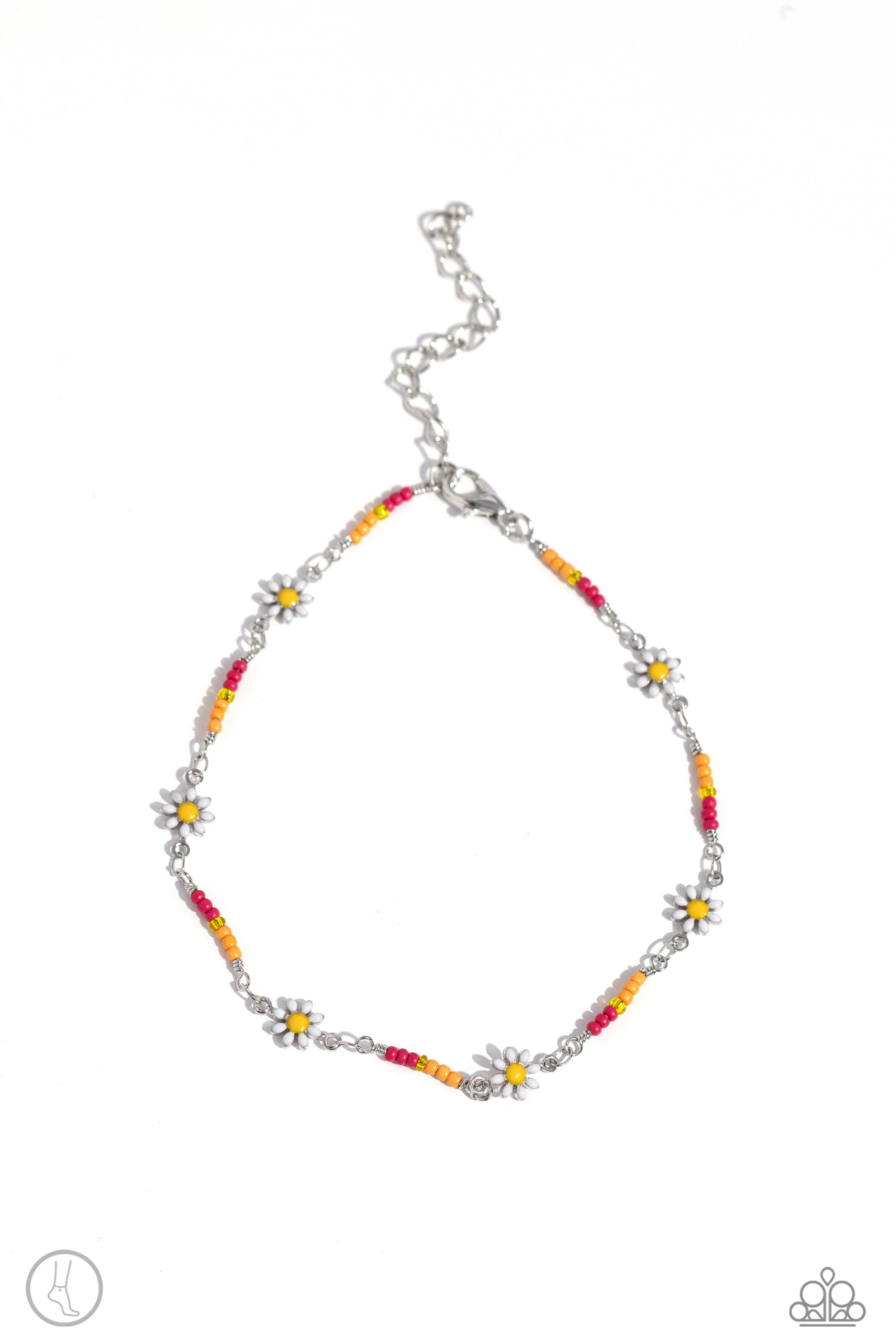 Sweetest Daydream Pink & Multi Floral Anklet - Paparazzi Accessories- lightbox - CarasShop.com - $5 Jewelry by Cara Jewels