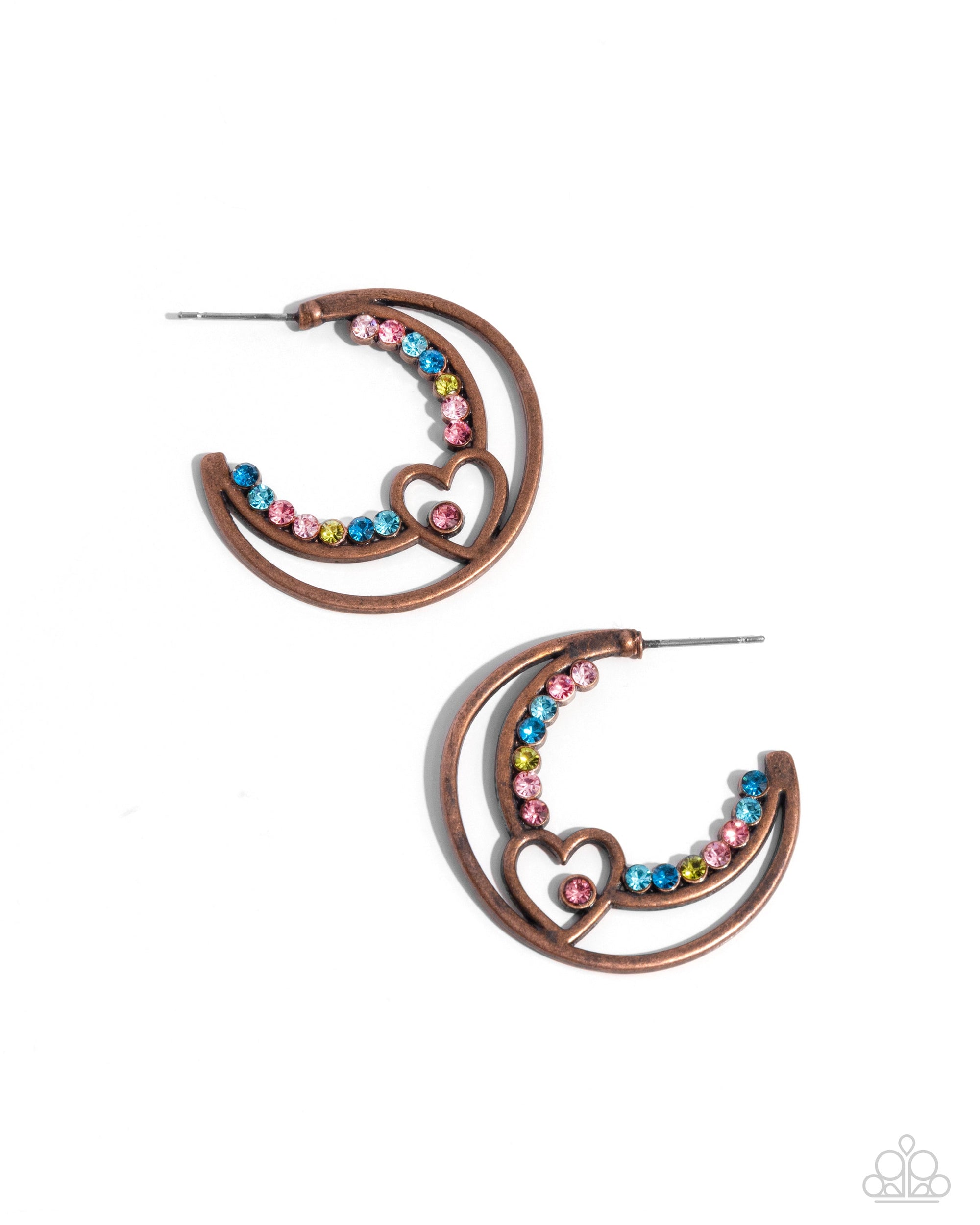 Sympathetic Sweetheart Copper Heart Hoop Earrings - Paparazzi Accessories- lightbox - CarasShop.com - $5 Jewelry by Cara Jewels