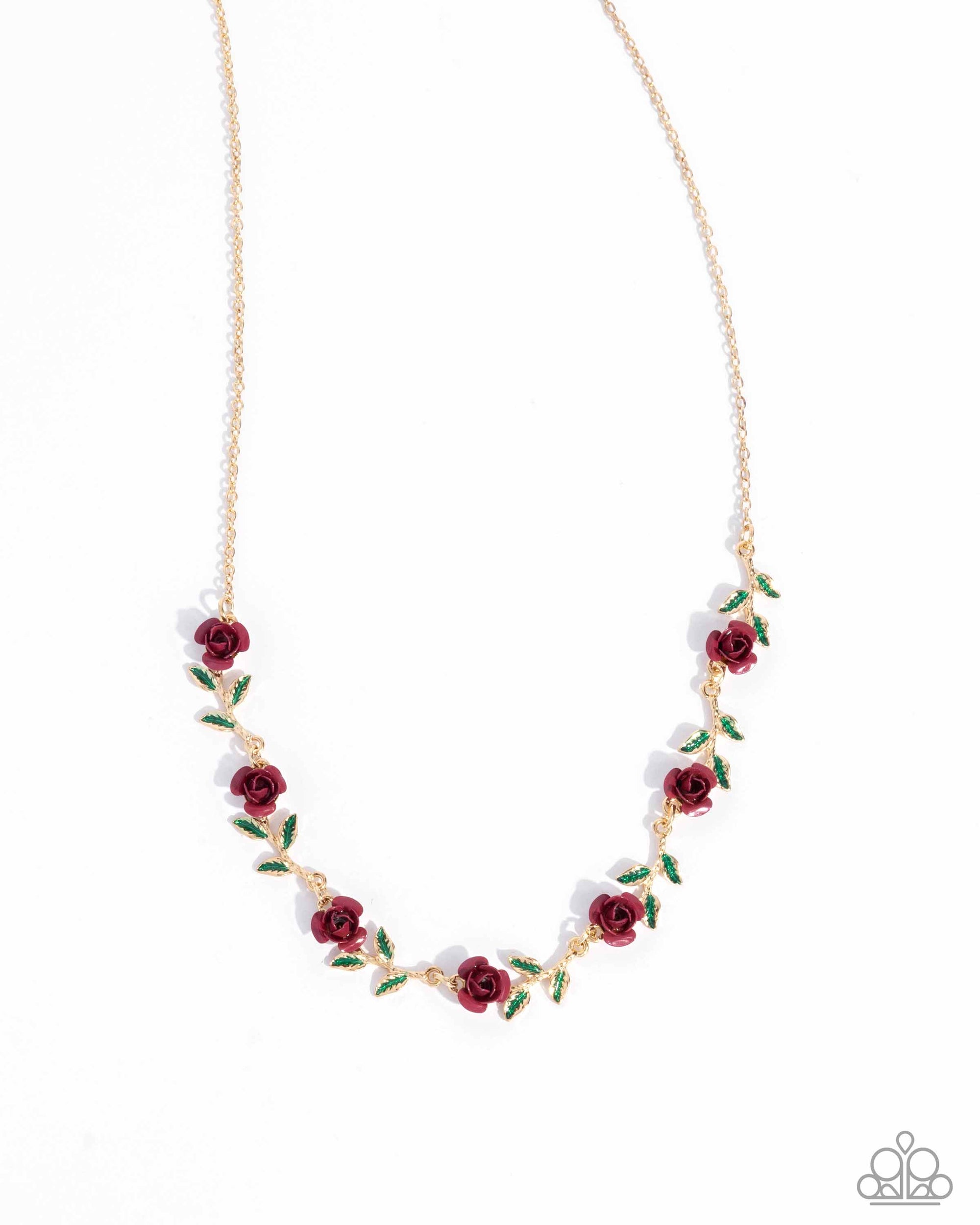 Tale As Old As PRIME Pink Rose Floral Necklace - Paparazzi Accessories- lightbox - CarasShop.com - $5 Jewelry by Cara Jewels