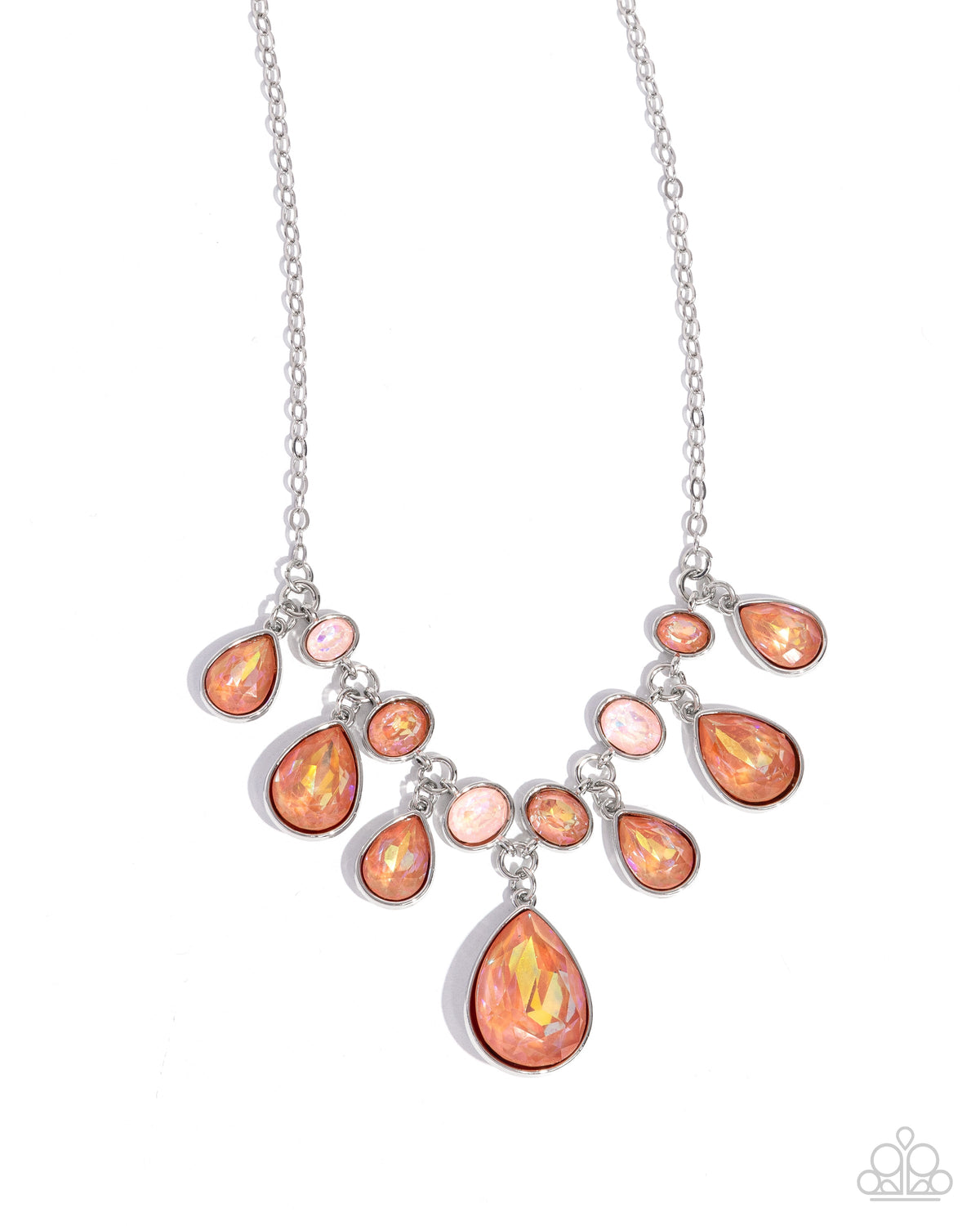 Talented Teardrops Orange &amp; Peach Rhinestone Necklace - Paparazzi Accessories- lightbox - CarasShop.com - $5 Jewelry by Cara Jewels