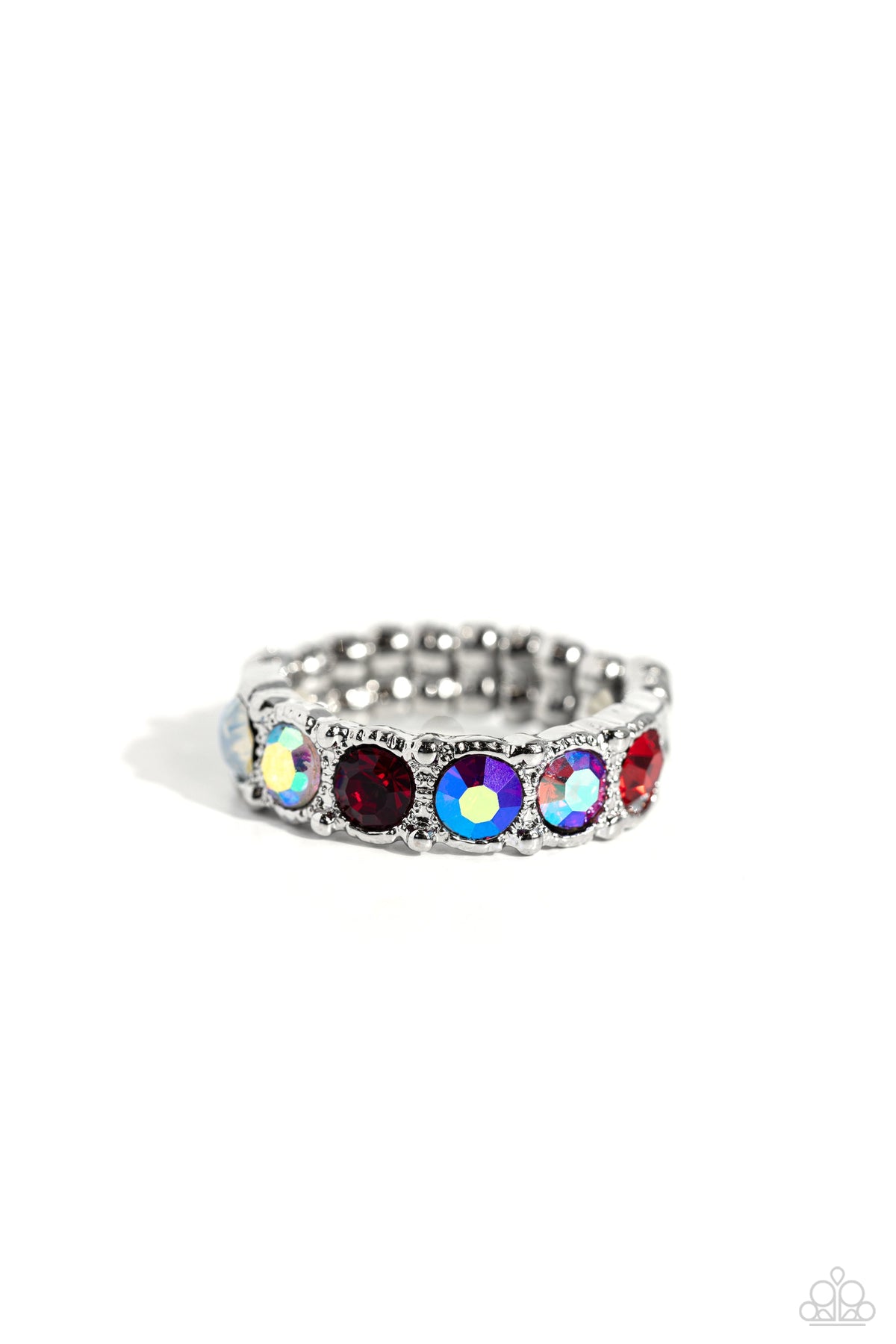 Taming Twilight Red, Iridescent &amp; Opal Rhinestone Ring - Paparazzi Accessories- lightbox - CarasShop.com - $5 Jewelry by Cara Jewels