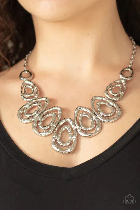 Terra Couture Silver Necklace - Paparazzi Accessories- on model - CarasShop.com - $5 Jewelry by Cara Jewels