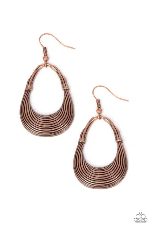 Terra Timber Copper Earrings - Paparazzi Accessories- lightbox - CarasShop.com - $5 Jewelry by Cara Jewels