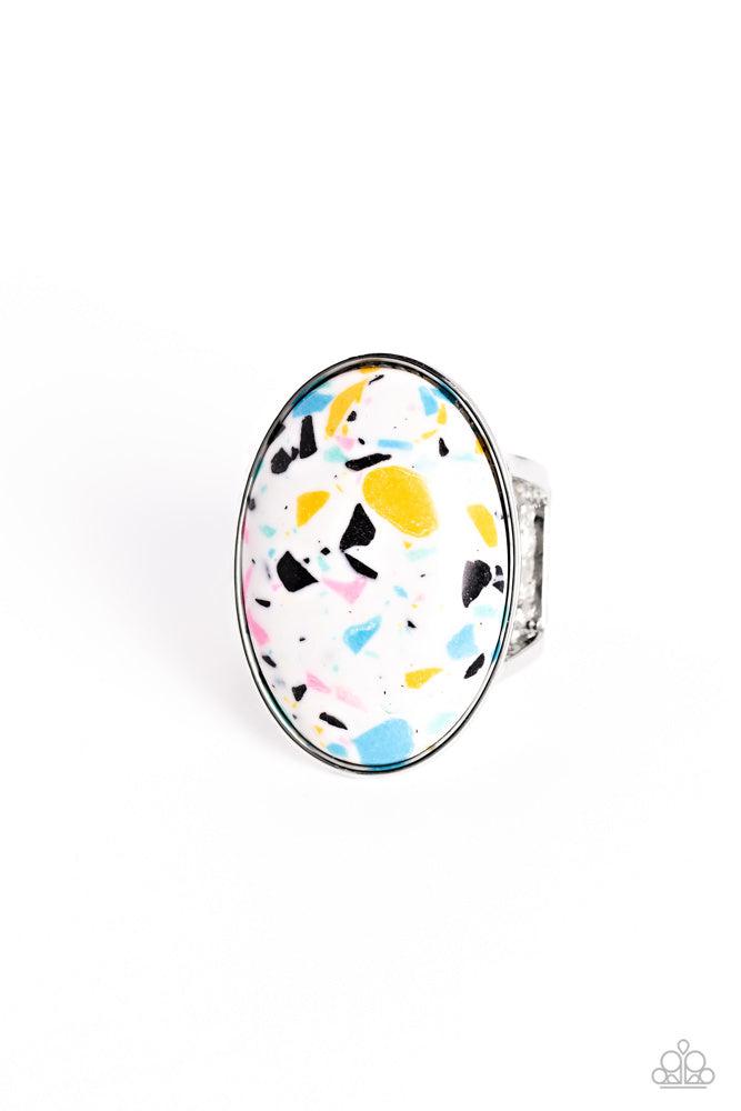 Terrazzo Tease White Stone Ring - Paparazzi Accessories- lightbox - CarasShop.com - $5 Jewelry by Cara Jewels