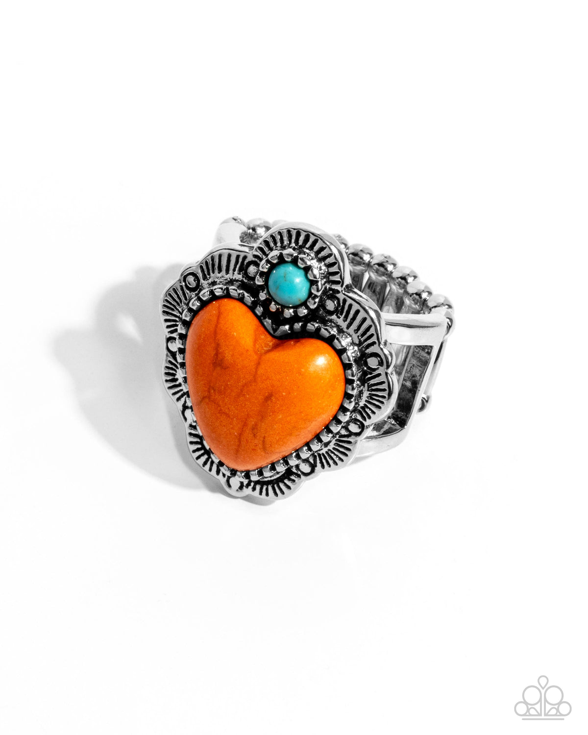 Texas Ranger Orange Stone Heart Ring - Paparazzi Accessories- lightbox - CarasShop.com - $5 Jewelry by Cara Jewels