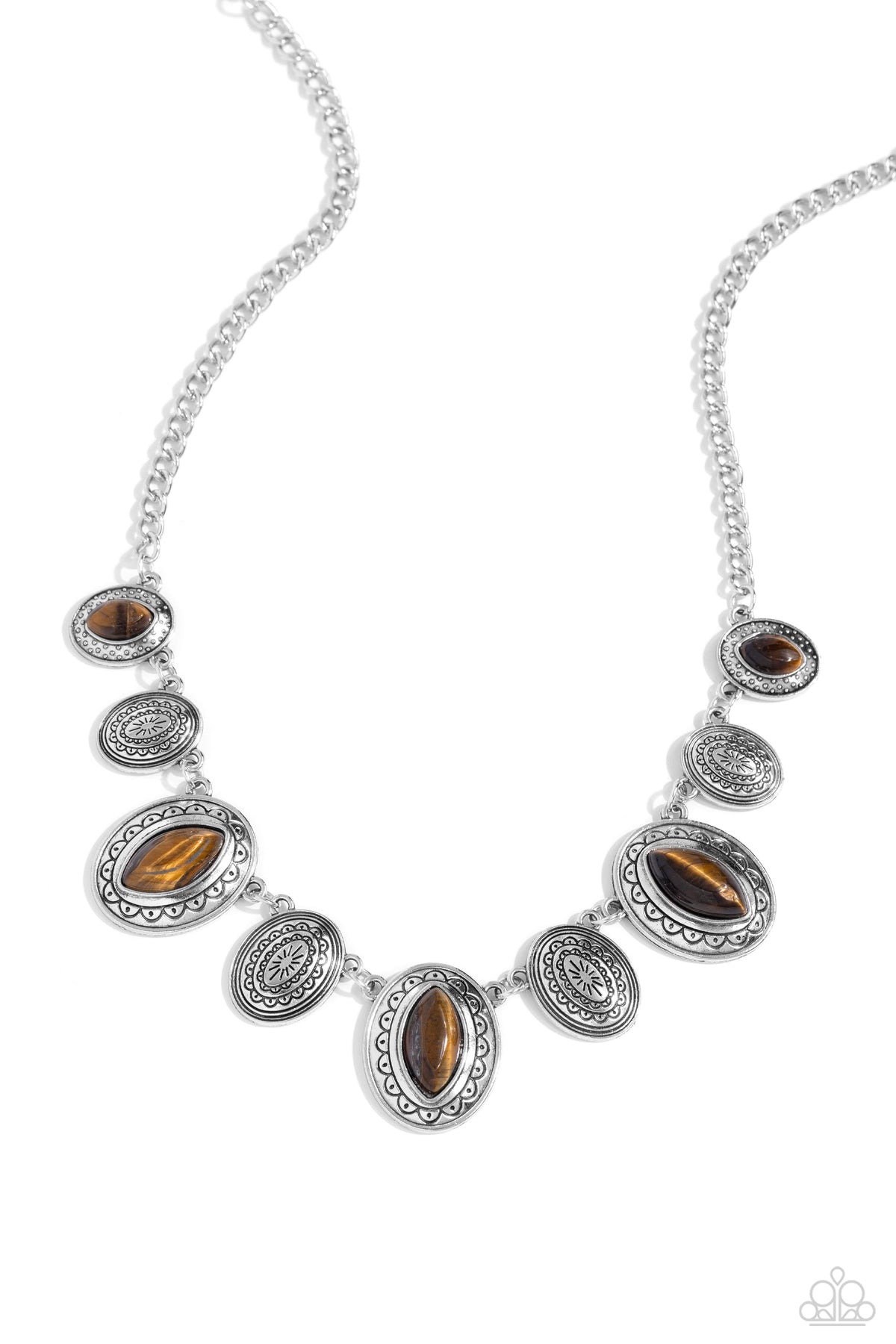 Textured Trailblazer Brown Tiger&#39;s Eye Stone Necklace - Paparazzi Accessories- lightbox - CarasShop.com - $5 Jewelry by Cara Jewels